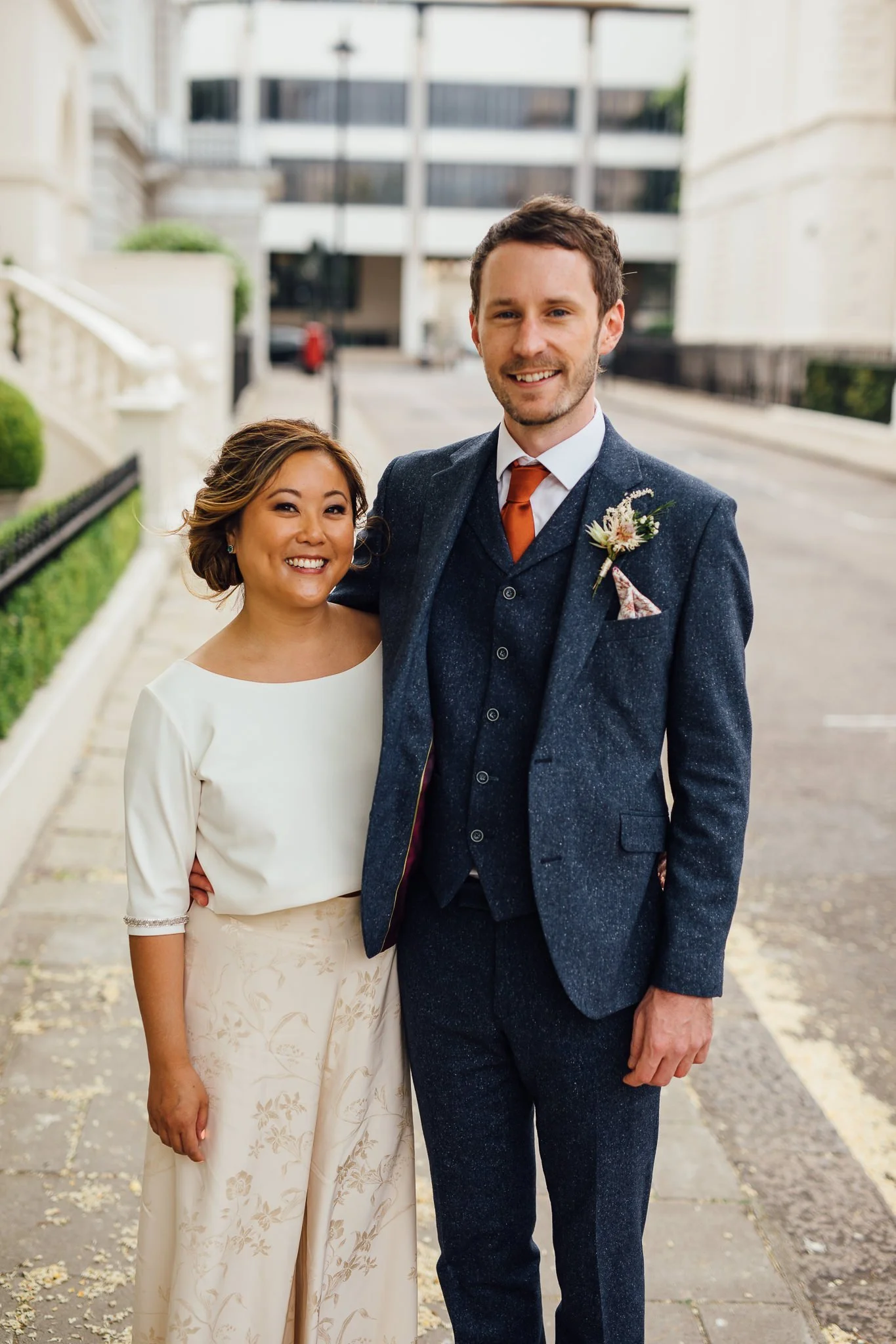  Bride and Groom pose for a portrait 