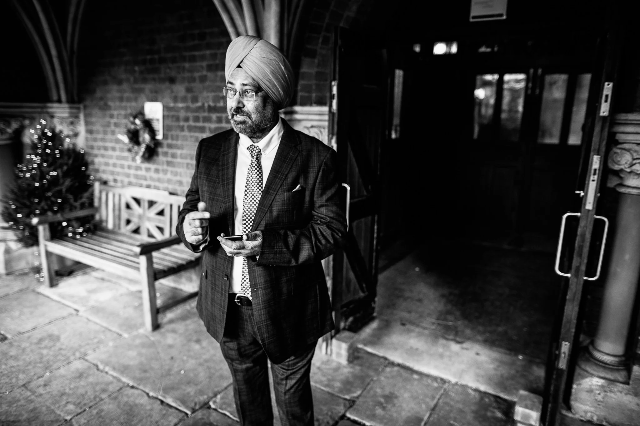  Father of the Bride waiting outside St Stephen’s Trust Hampstead 
