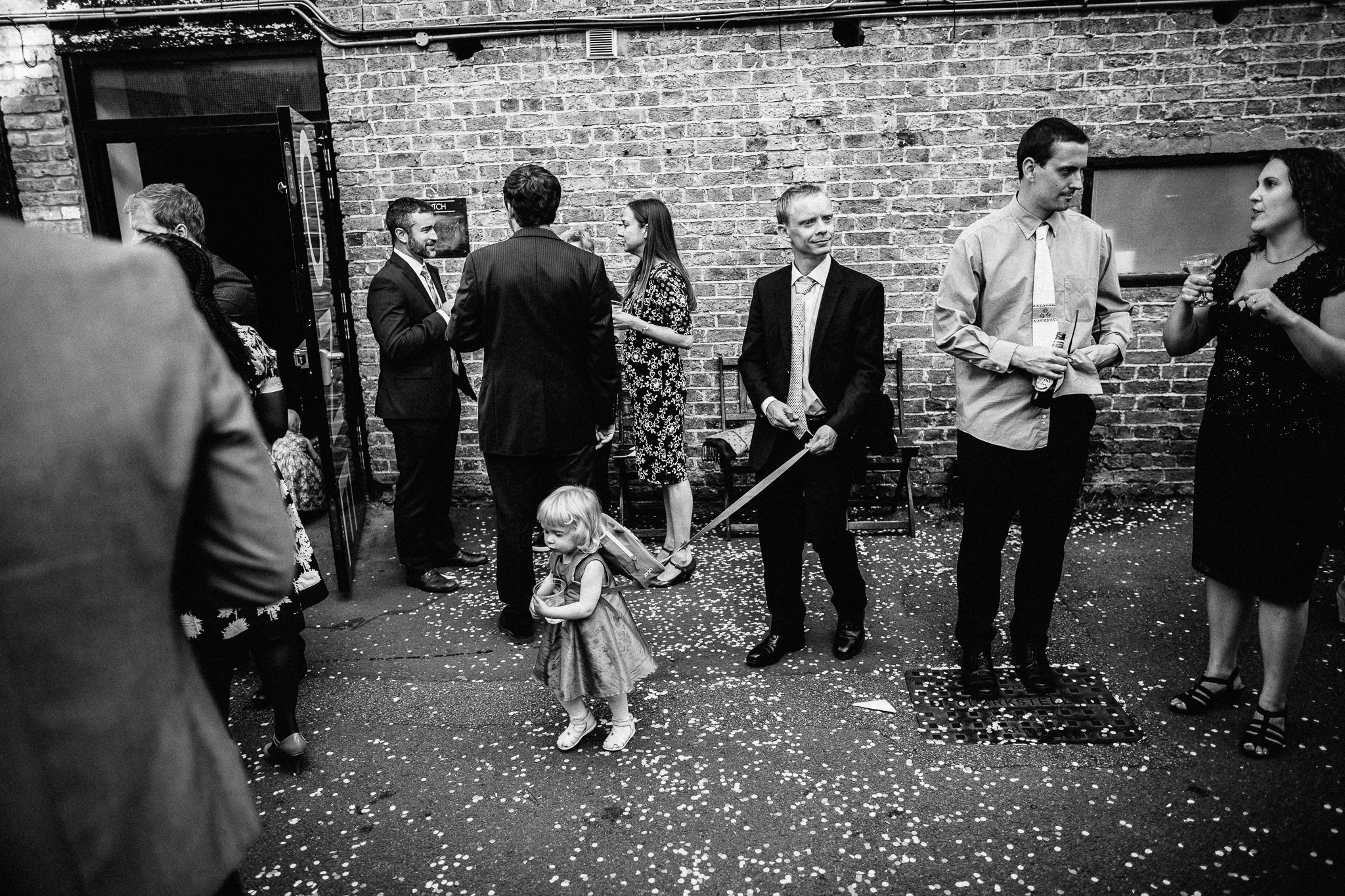  Man is being led about by his daughter. 