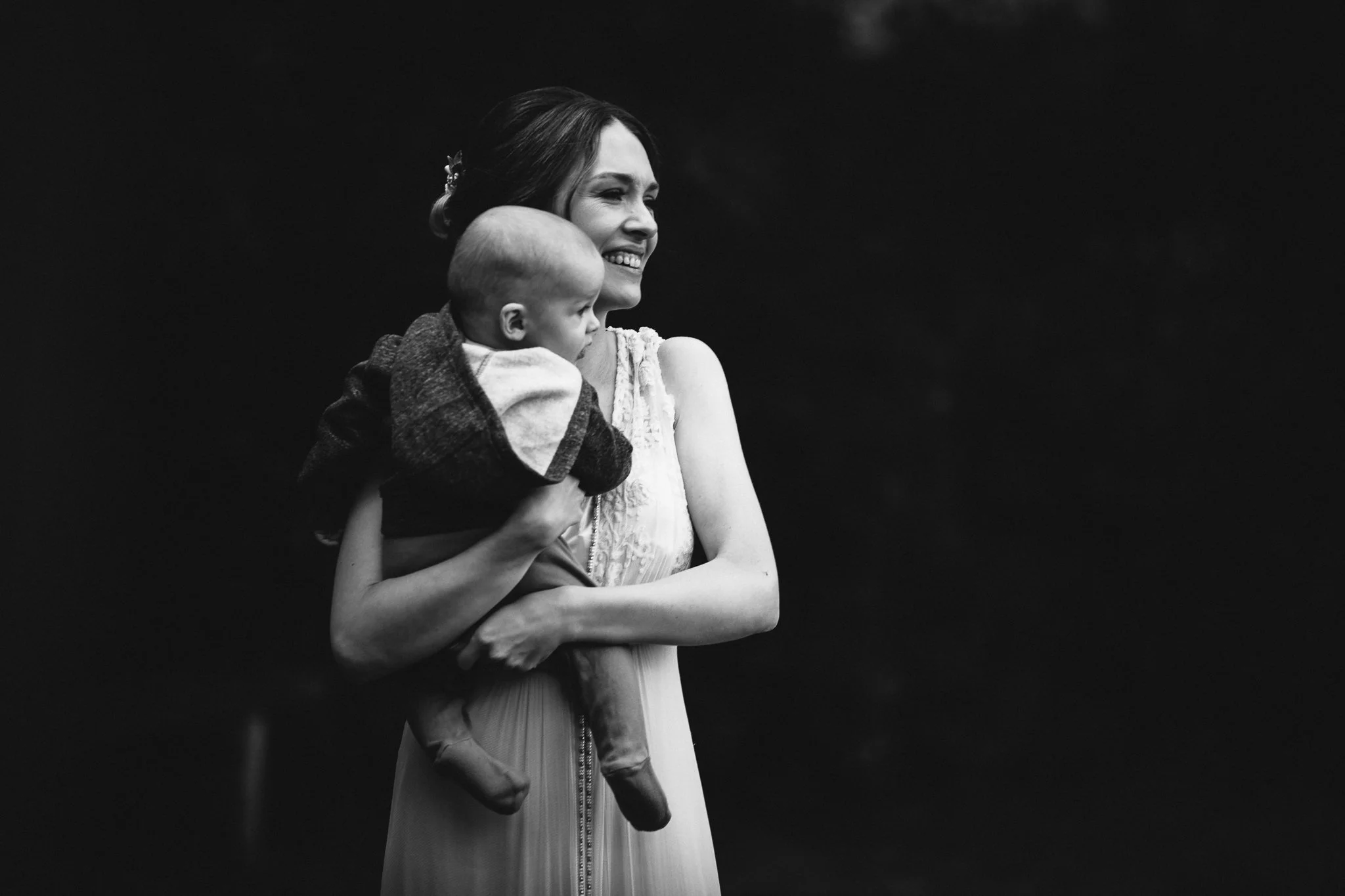 Bride holding her son. 