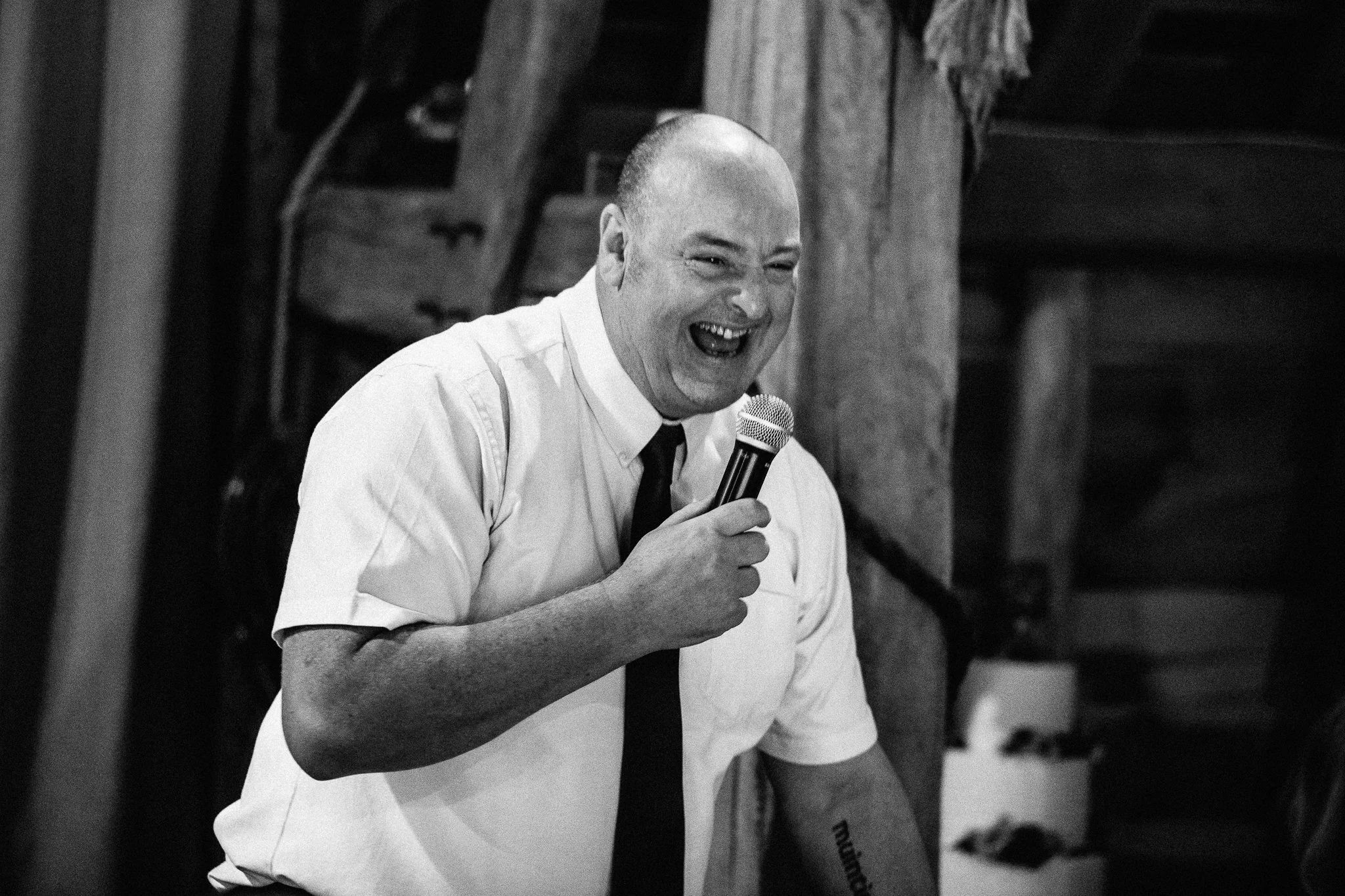  Father of the Groom gives speech at Gildings Barns in Newdigate Surrey 