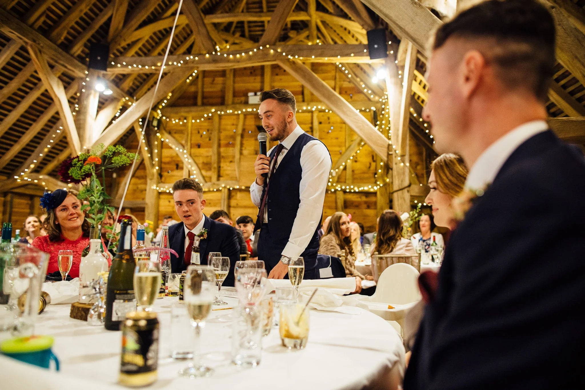  Best man giving a speech at Gildings Barns in Newdigate Surrey 