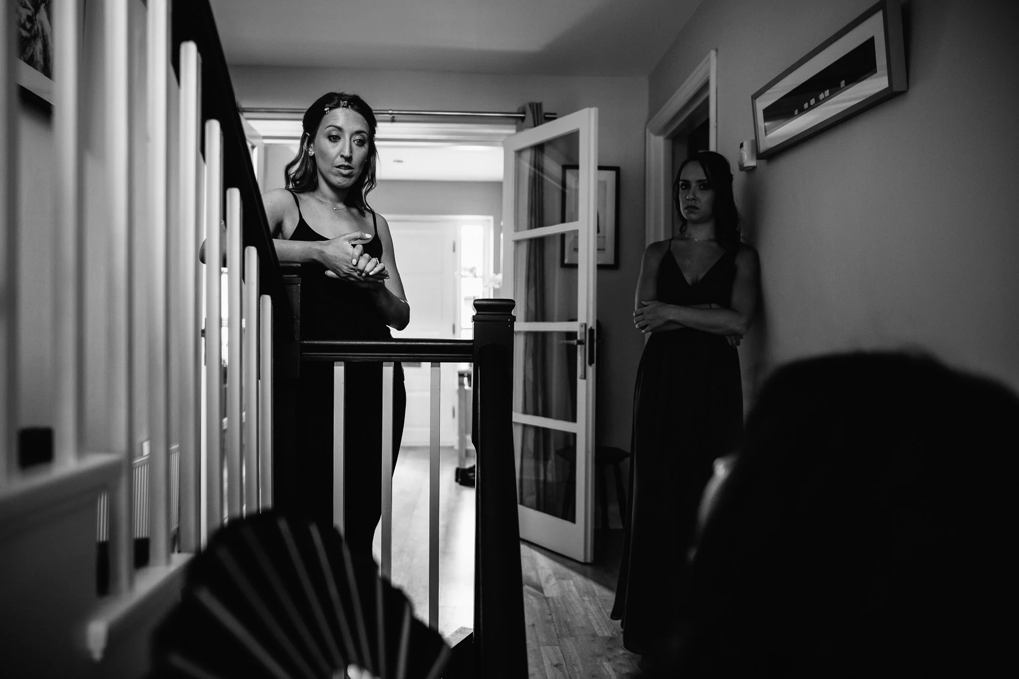  Bride standing at the bottom of stairs 