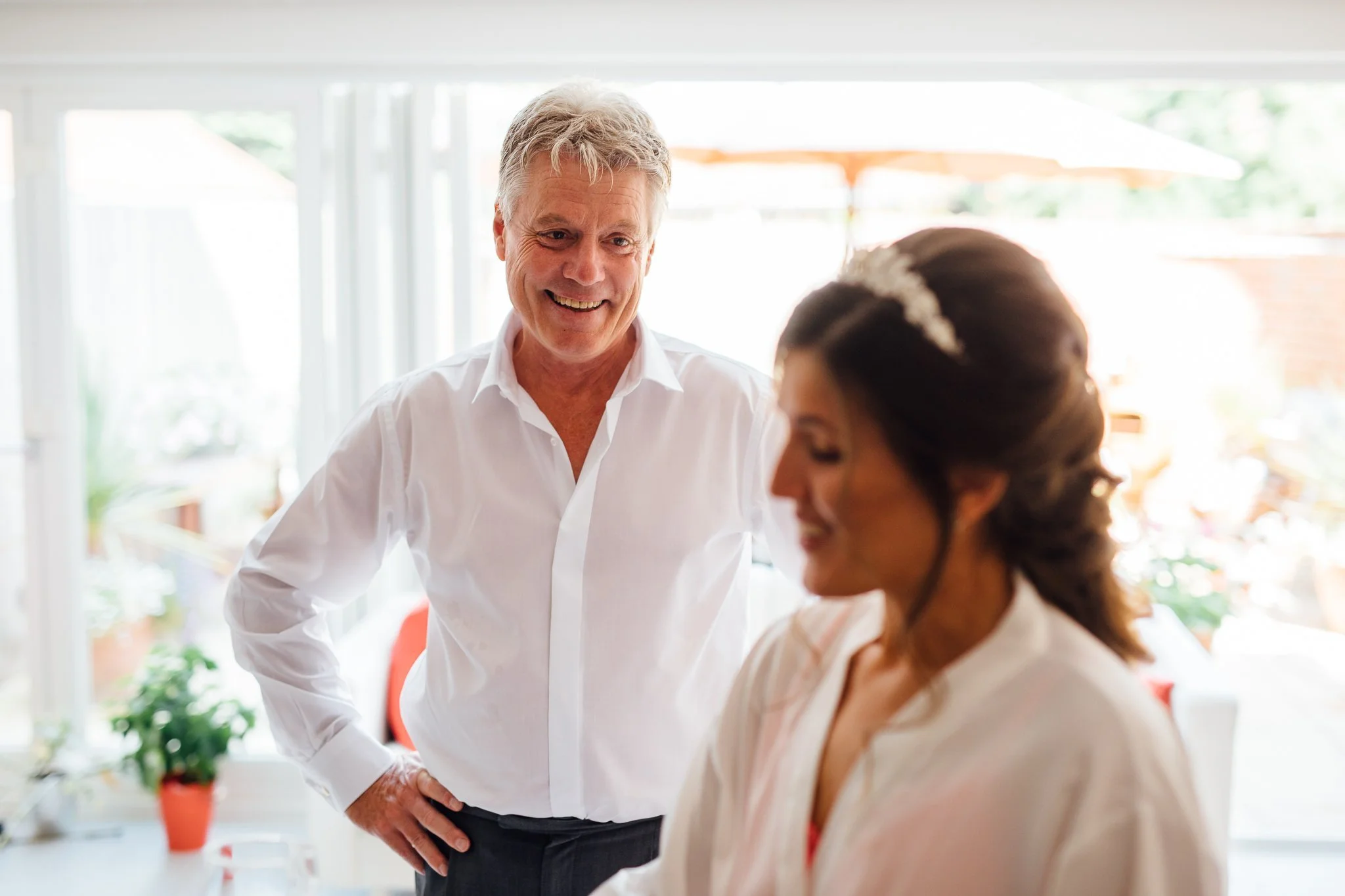  The Father of the Bride looks adoringly aT THE bRIDE ON HER WEDDING DAY 