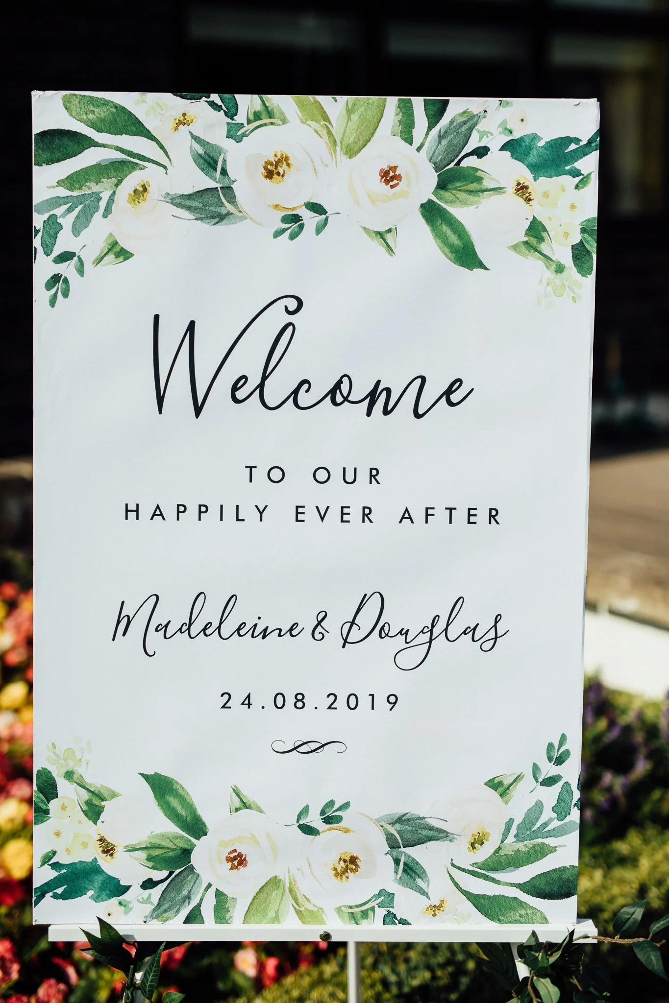  Bride and Groom’s welcome sign at walton heath golf club surrey 
