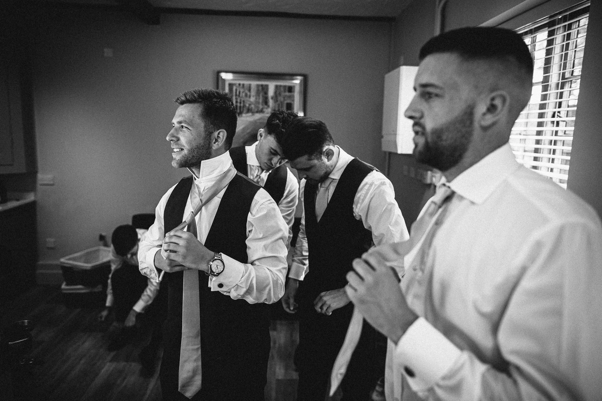  Groomsmen get ready at Winters Barns Wedding Venue Kent 
