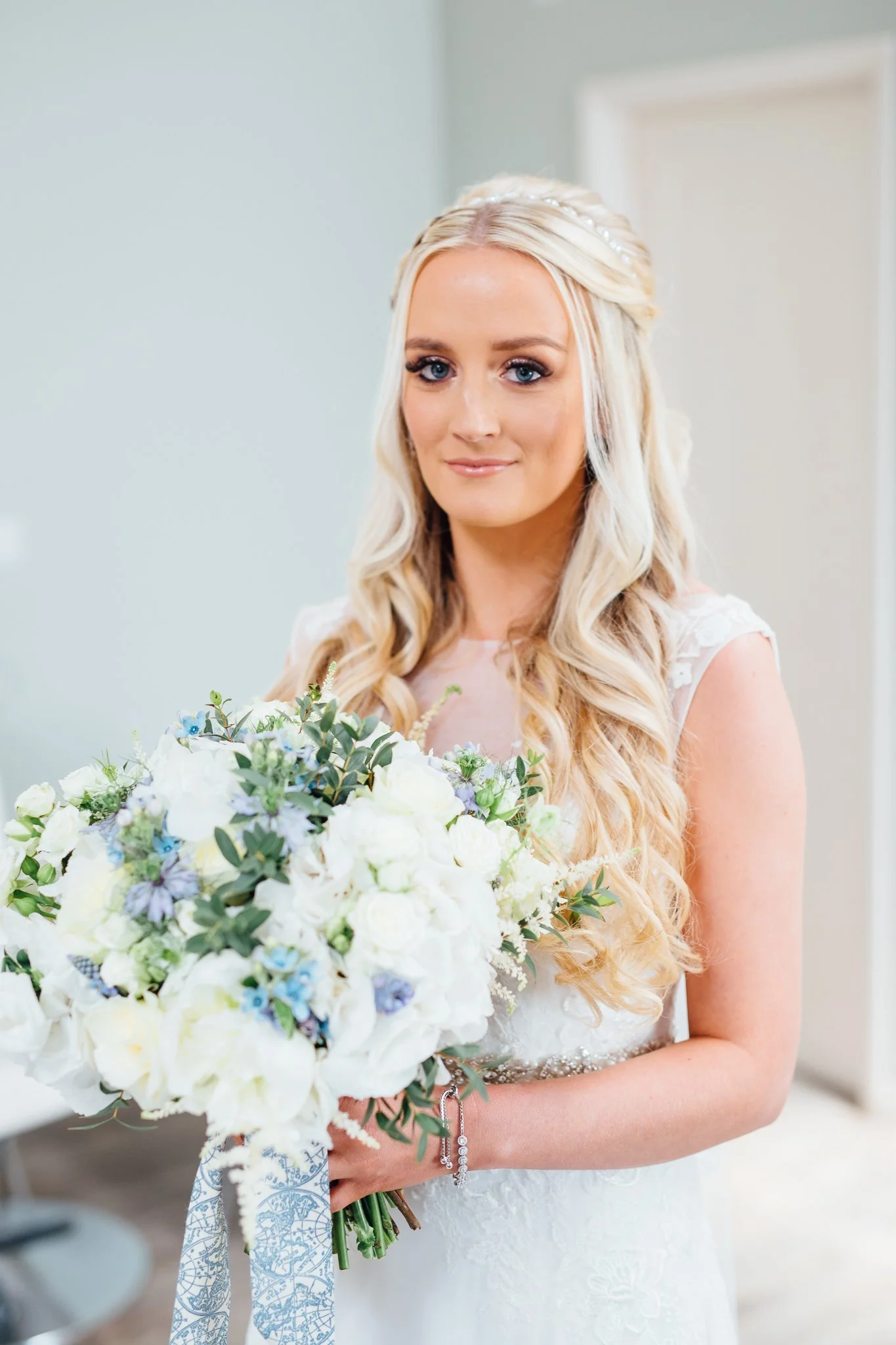  Portrait of the Bride on her wedding day at Winters Barns Wedding Venue Kent 