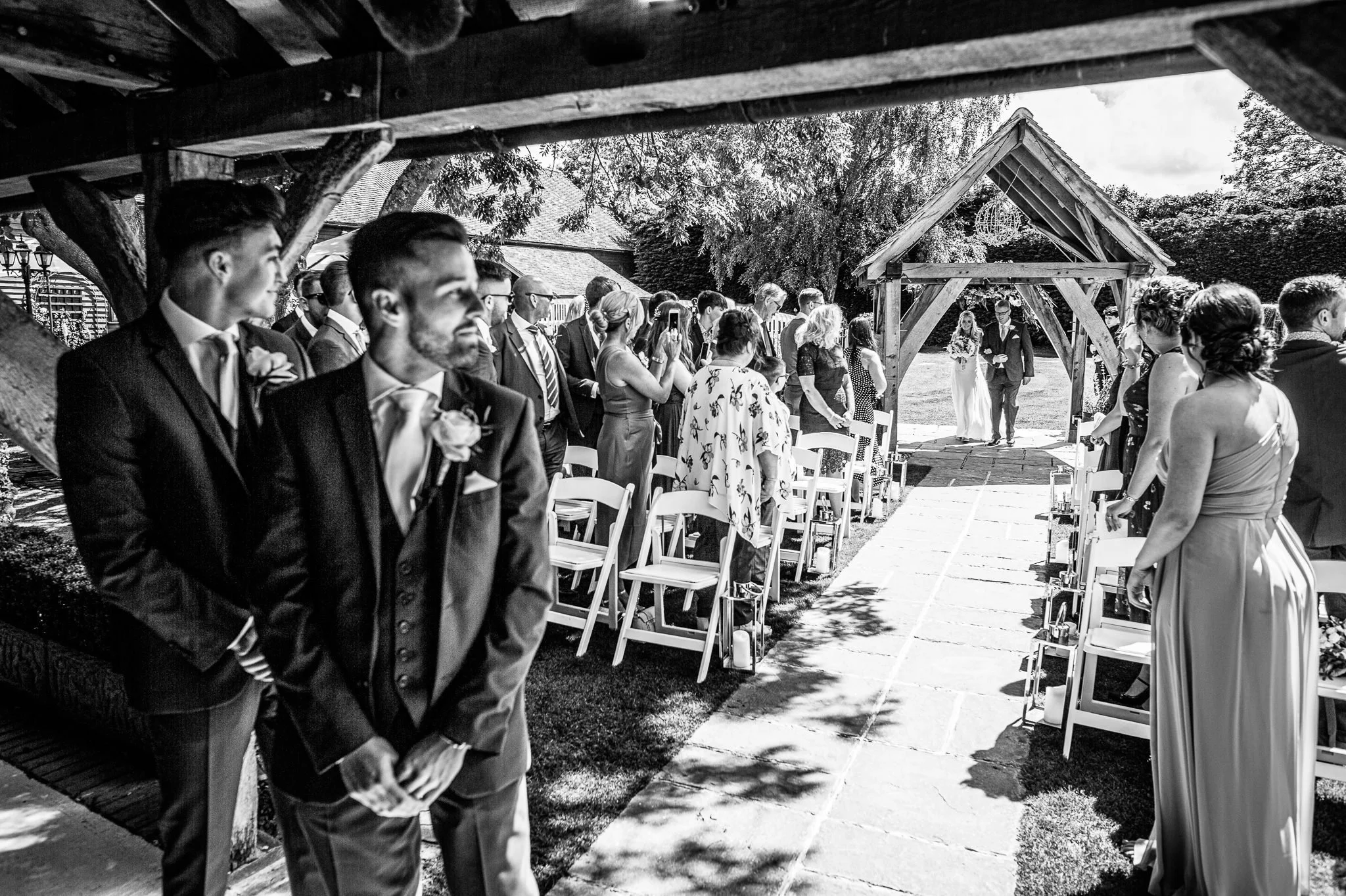  Groom turning to see the Bride walk down the aisle 