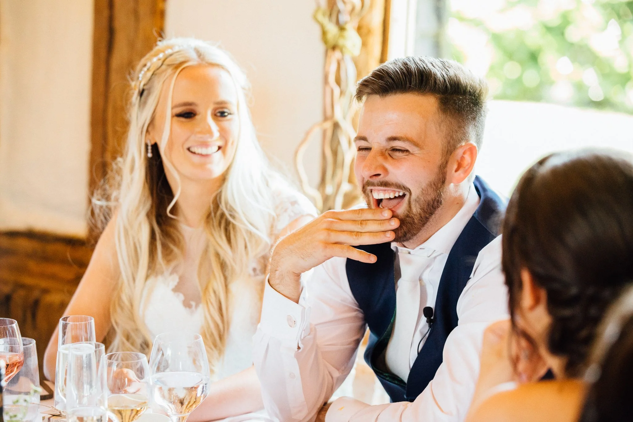  Big laugh from the groom during the speeches 