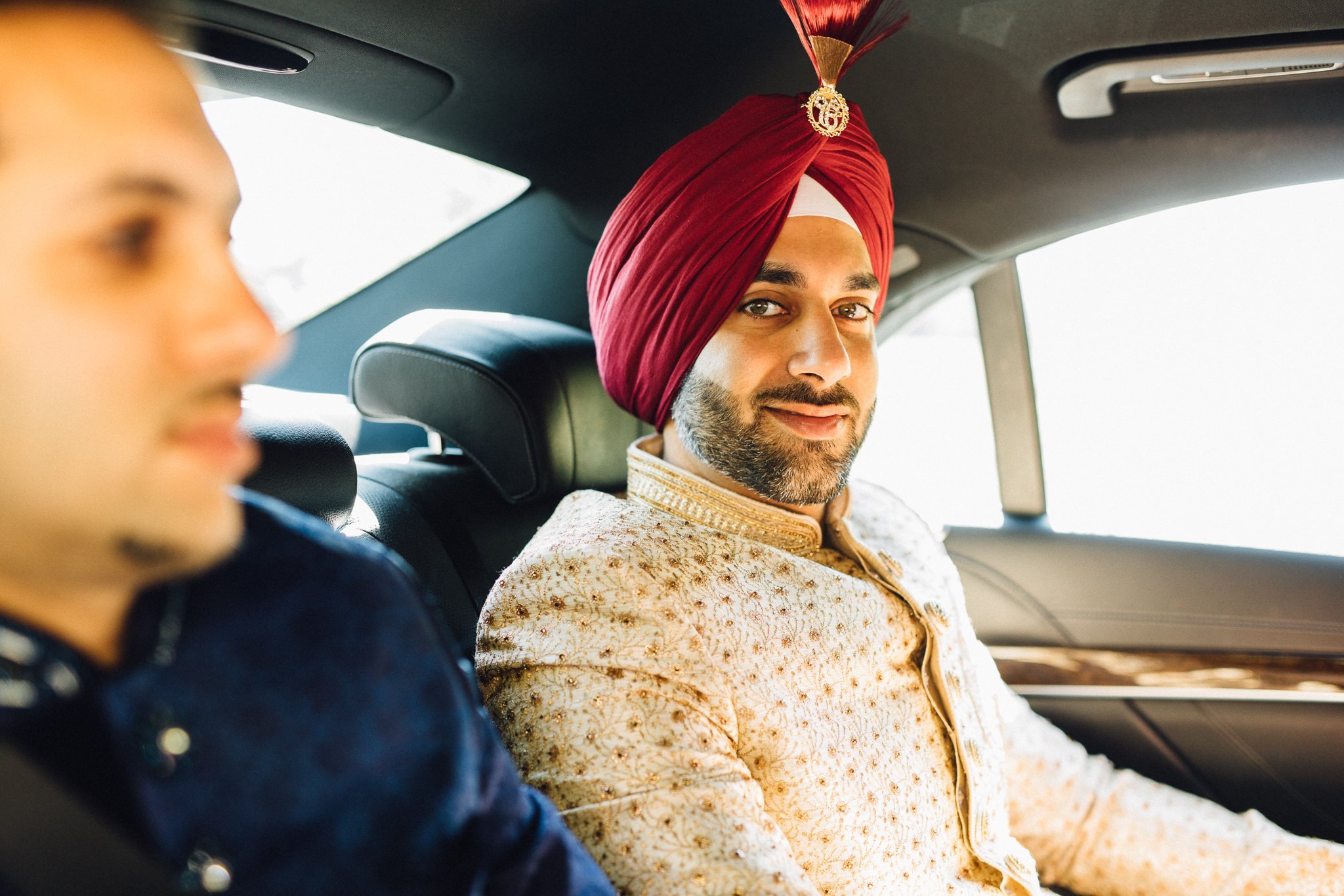  Groom arrives in car at Trunkwell House in Berkshire 