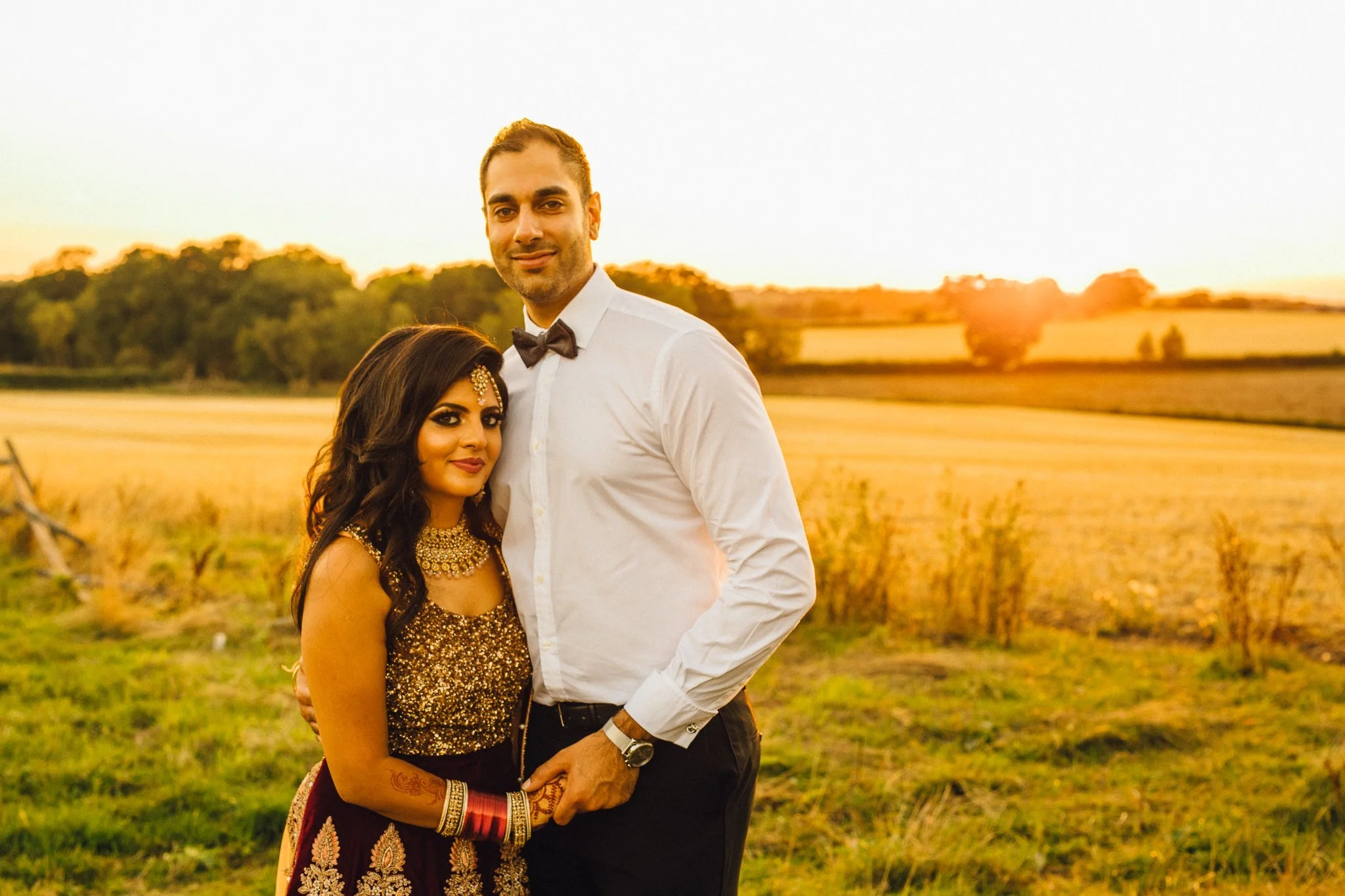 Bride and Groom at sunset at Trunkwell House in Berkshire 