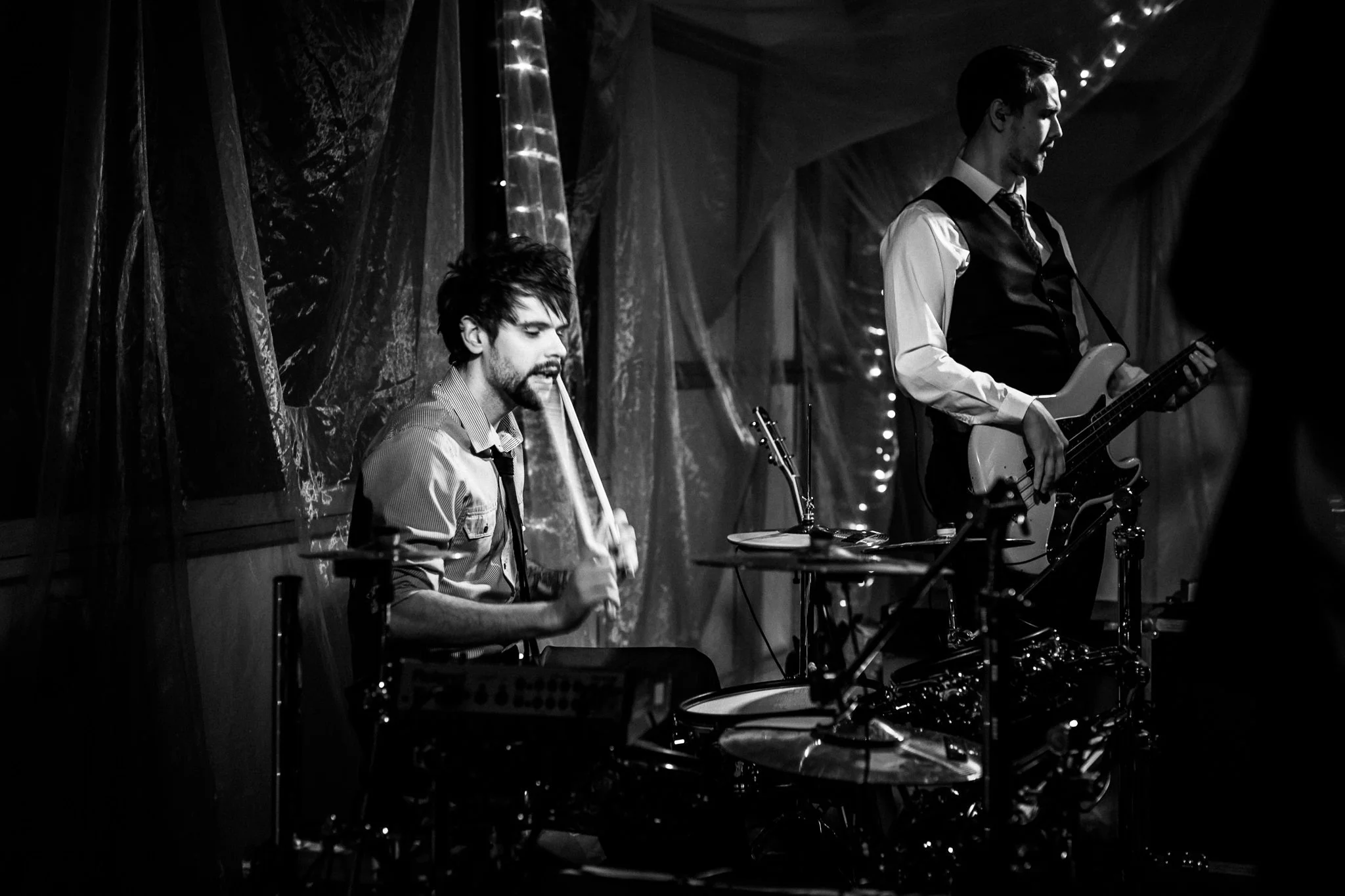  Drummer from the wedding band playing the drums 