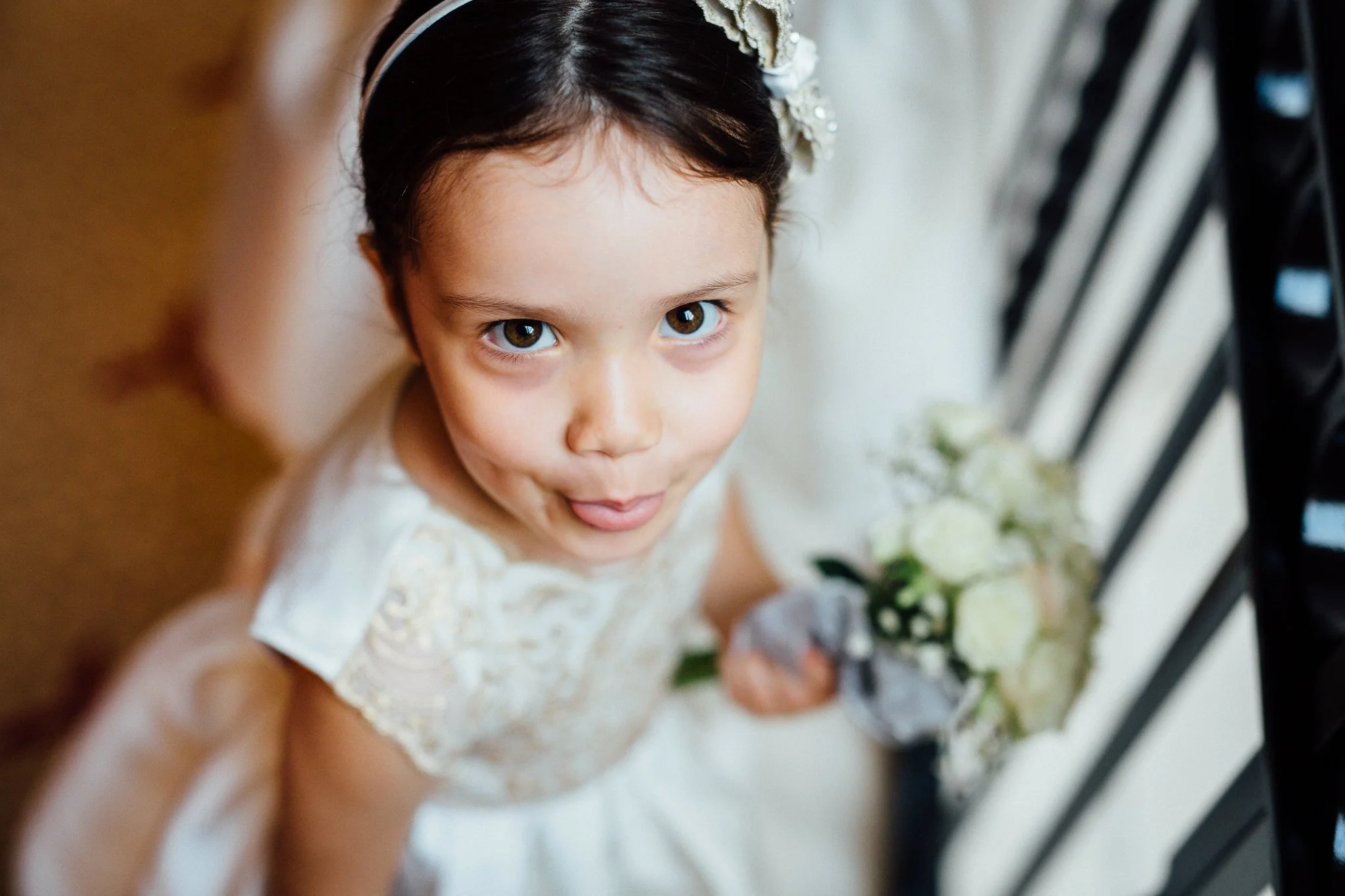 Flowergirl poking her tongue out 