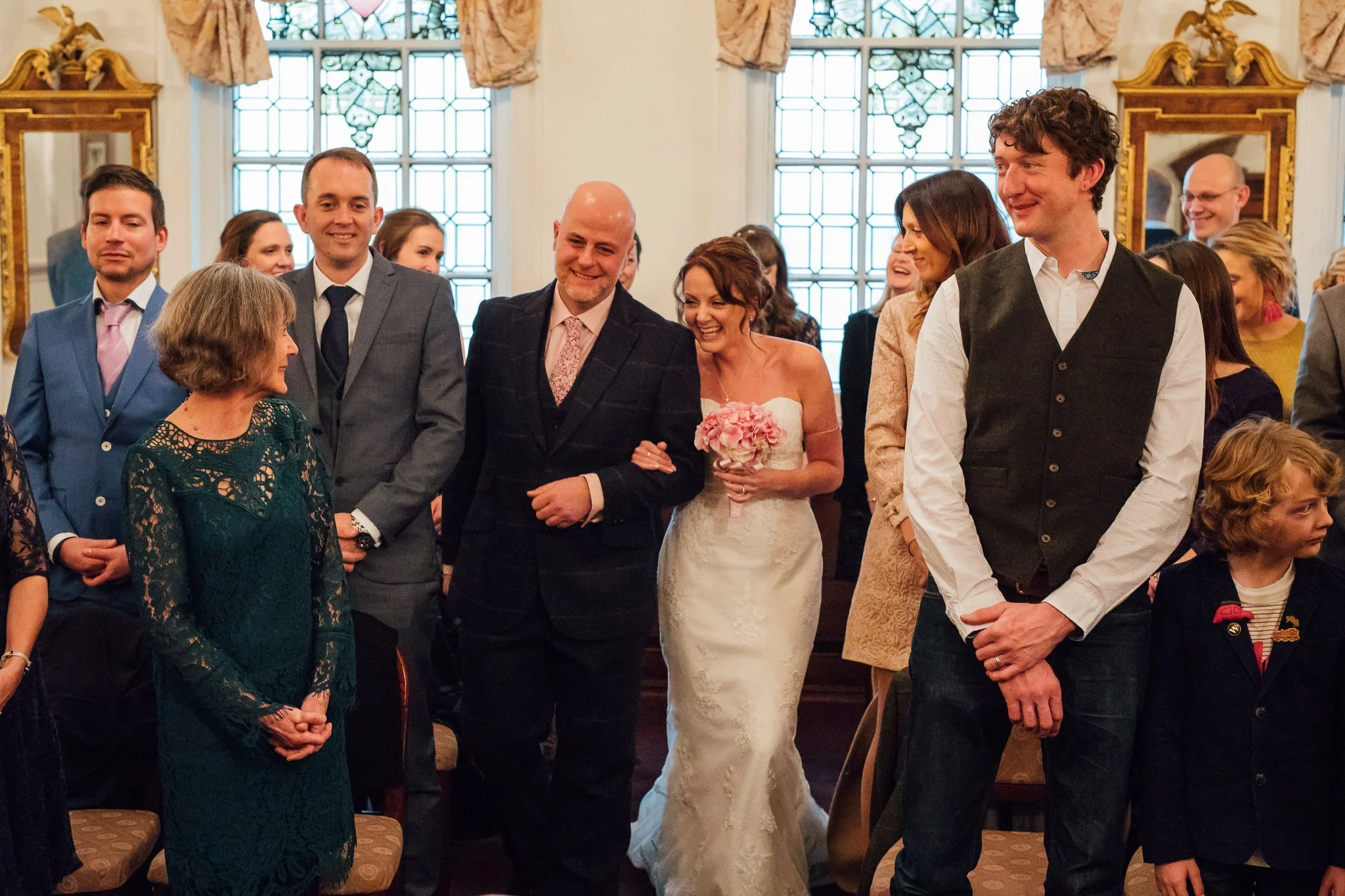  Bride and Groom walk down the aisle at Oxford Register Office 