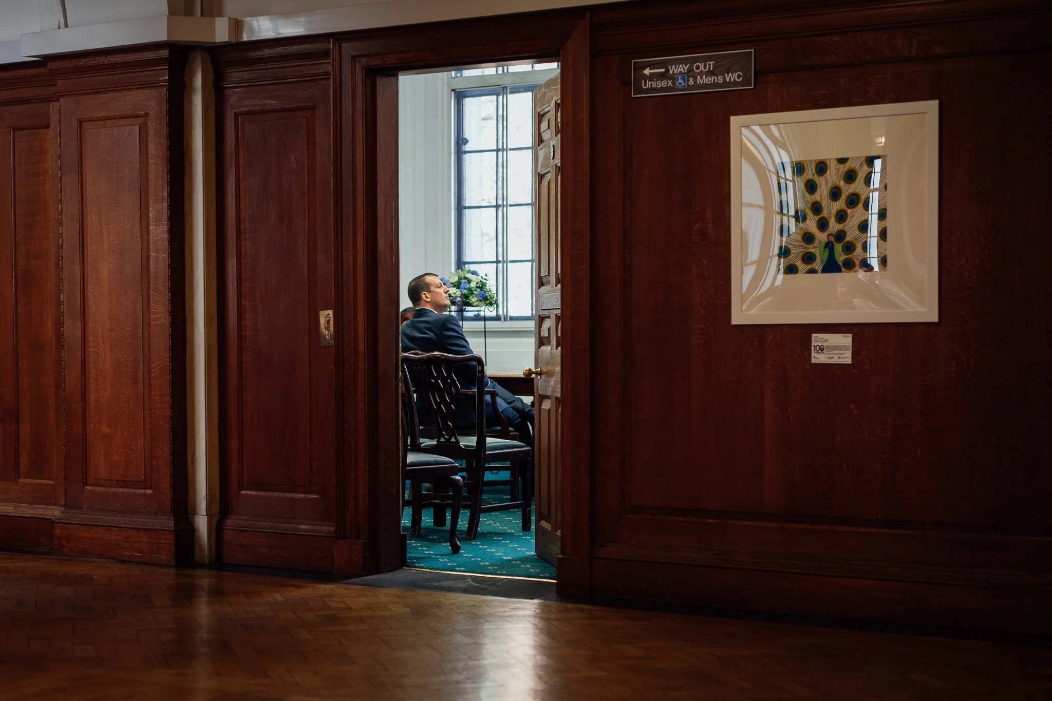  Groom is interviewed before the wedding at Camden Town Hall 