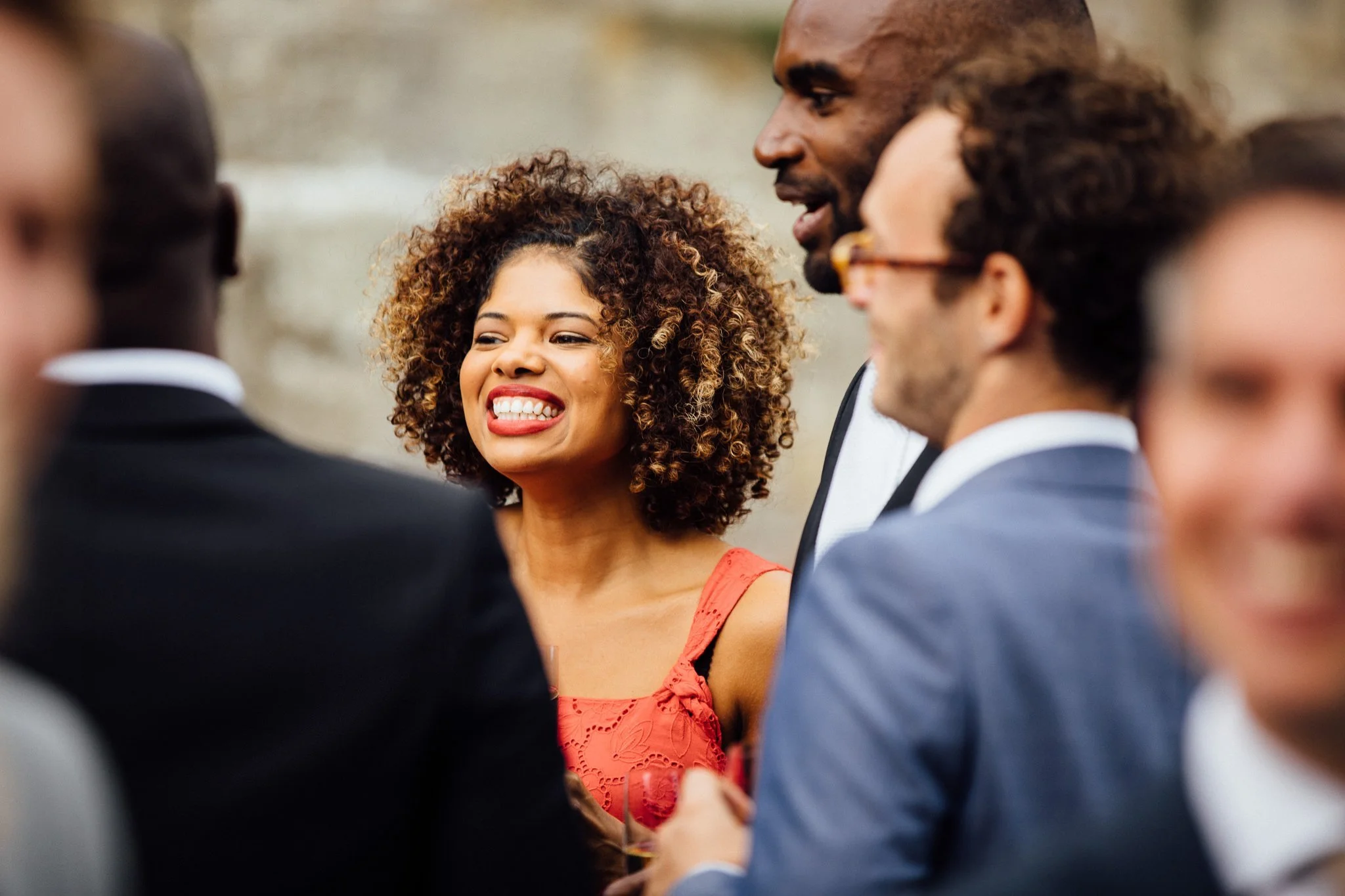  Wedding guest smiling 