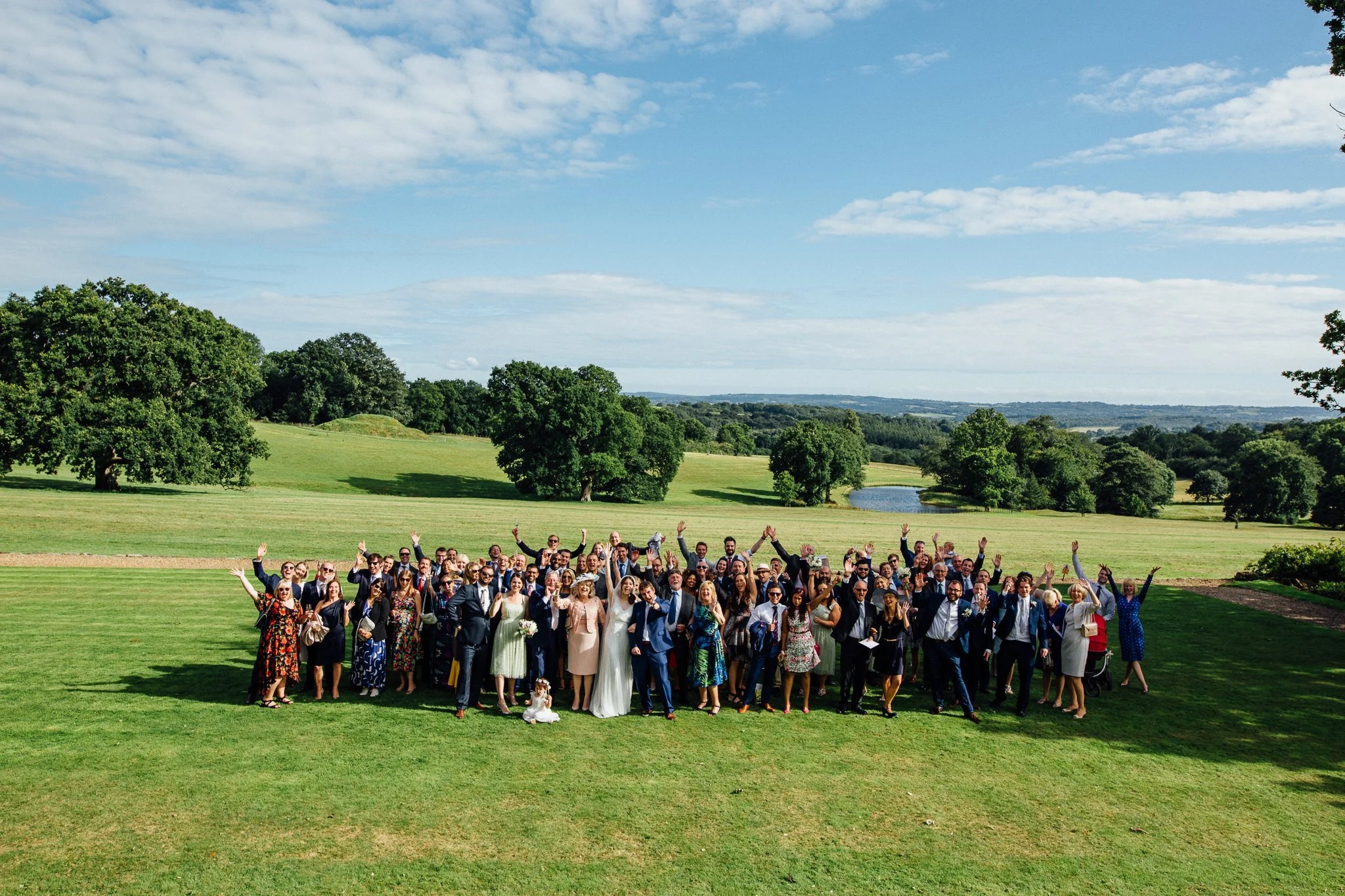  All wedding guests at  Wadhurst castle wedding venue 