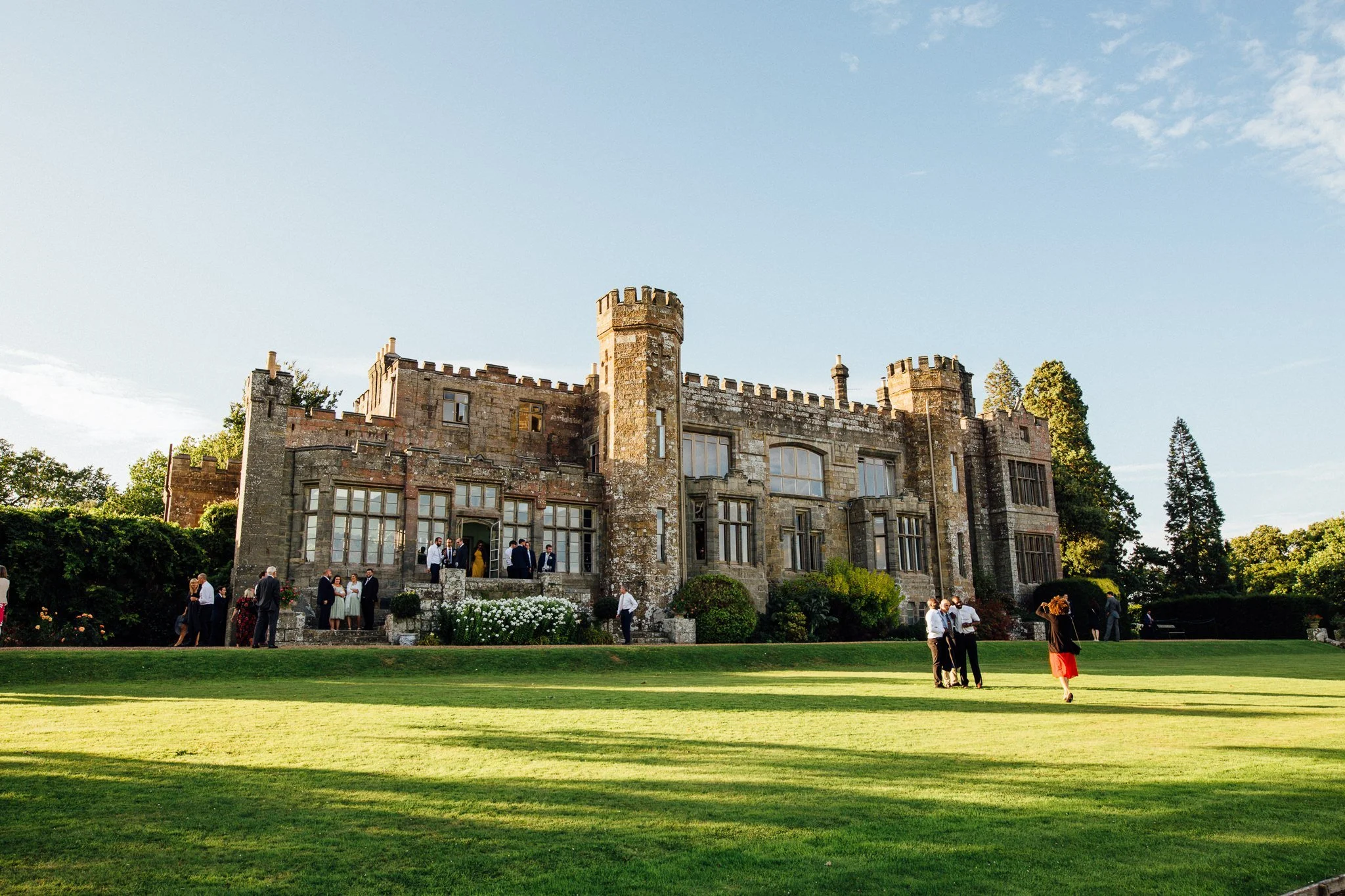   Wadhurst castle wedding venue in the late afternoon sun 