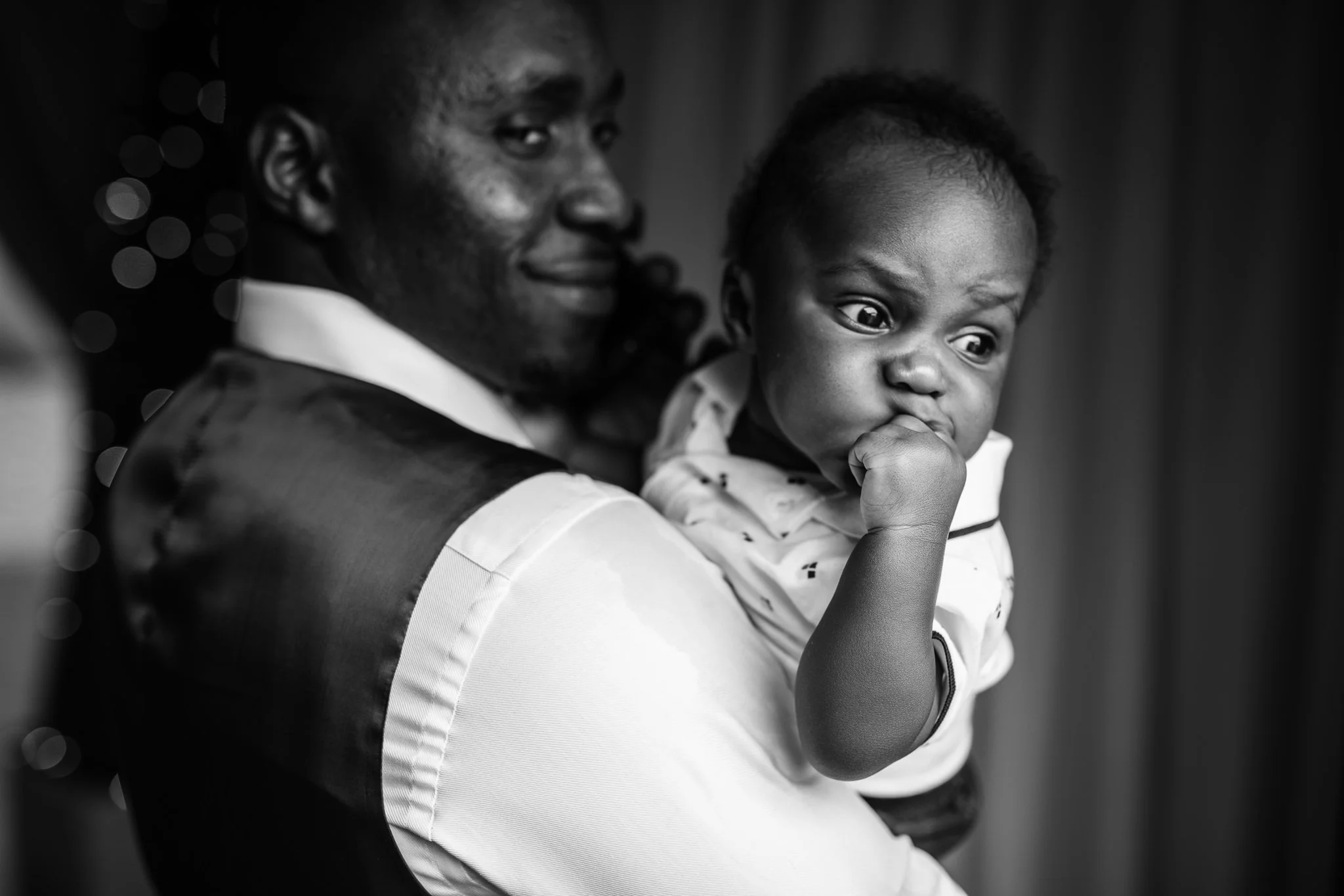  Baby pulls at funny face 