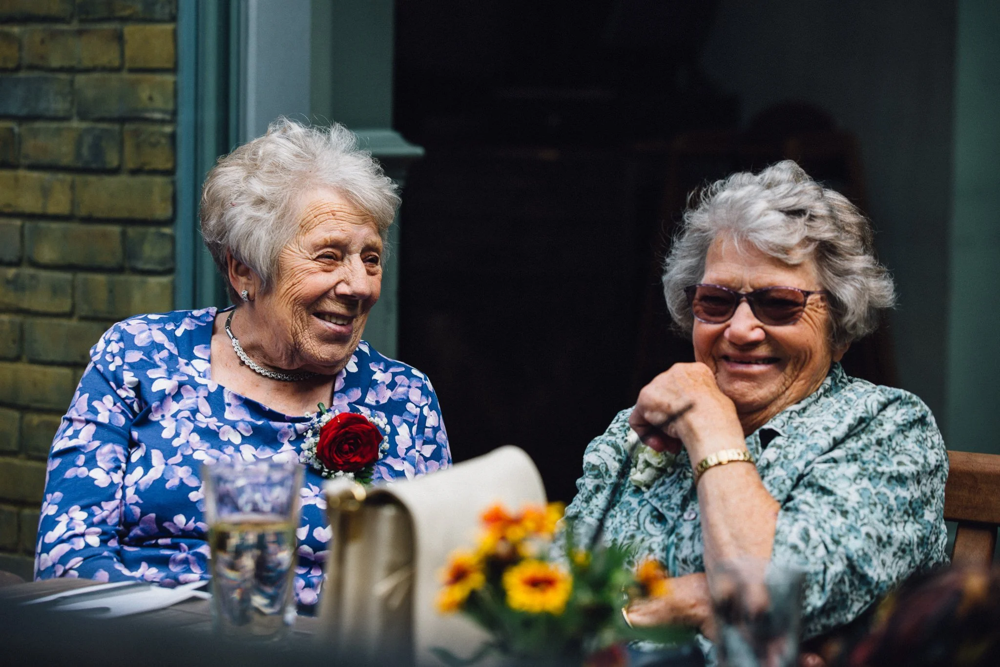  Two women laughing 