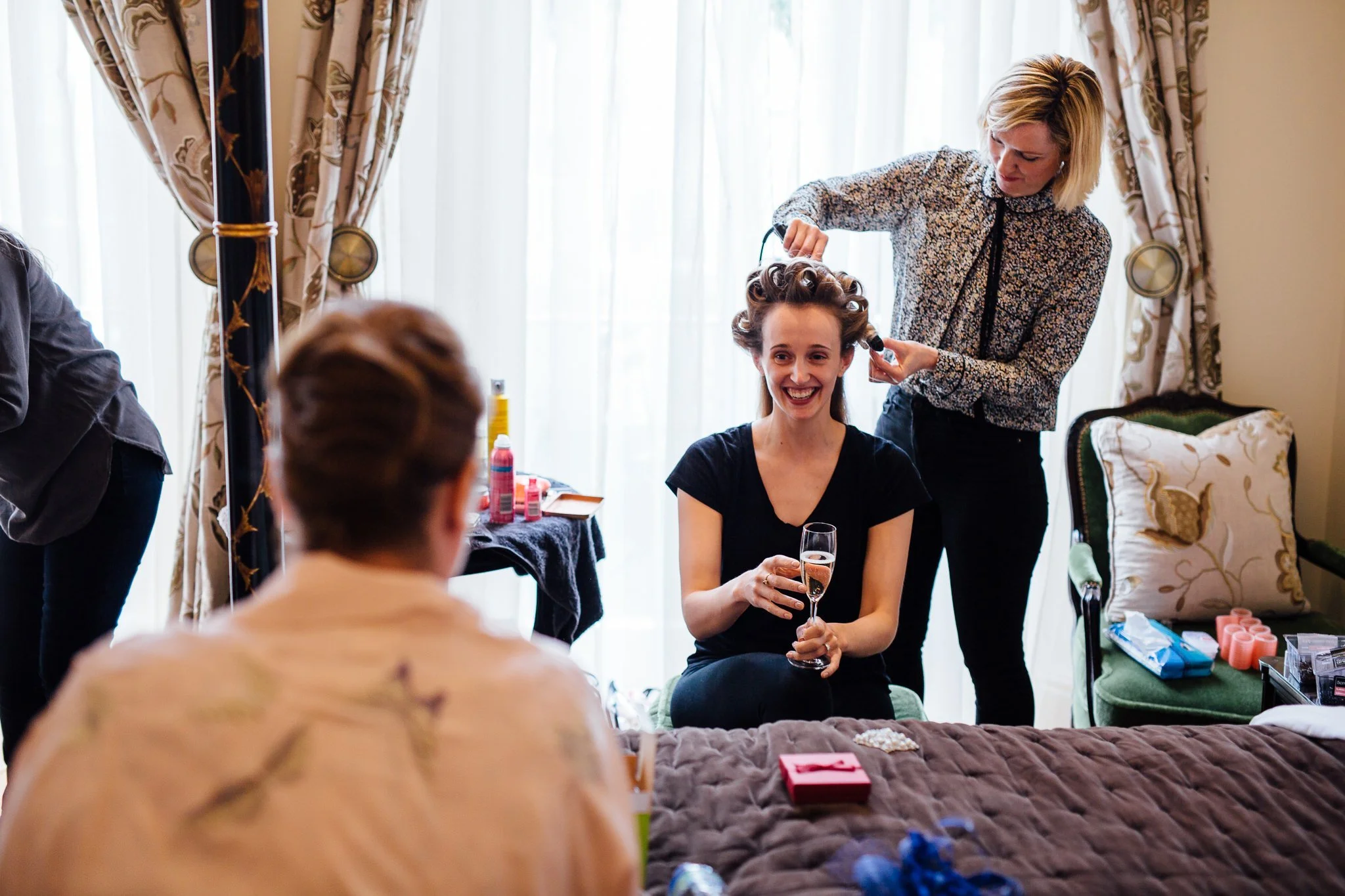  Bride getting ready for her wedding at The Kensington Hotel 