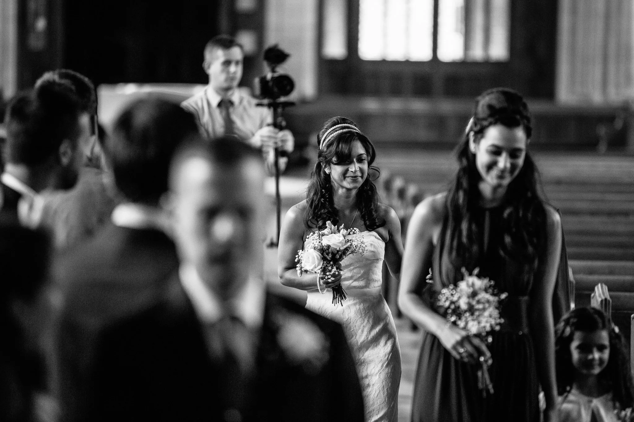  Bride walking down the aisle at Ealing Abbey 