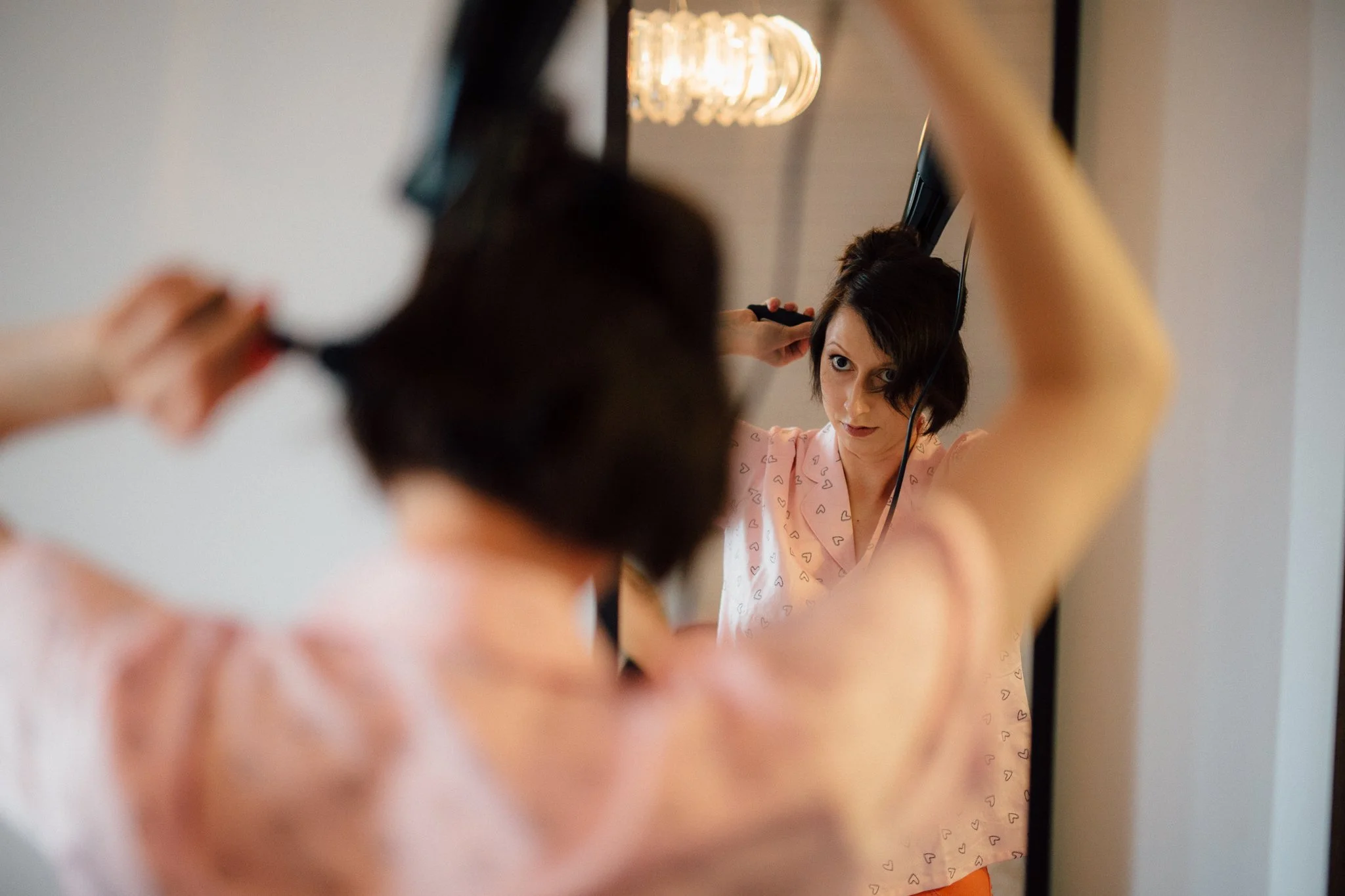  Bride combing hair 