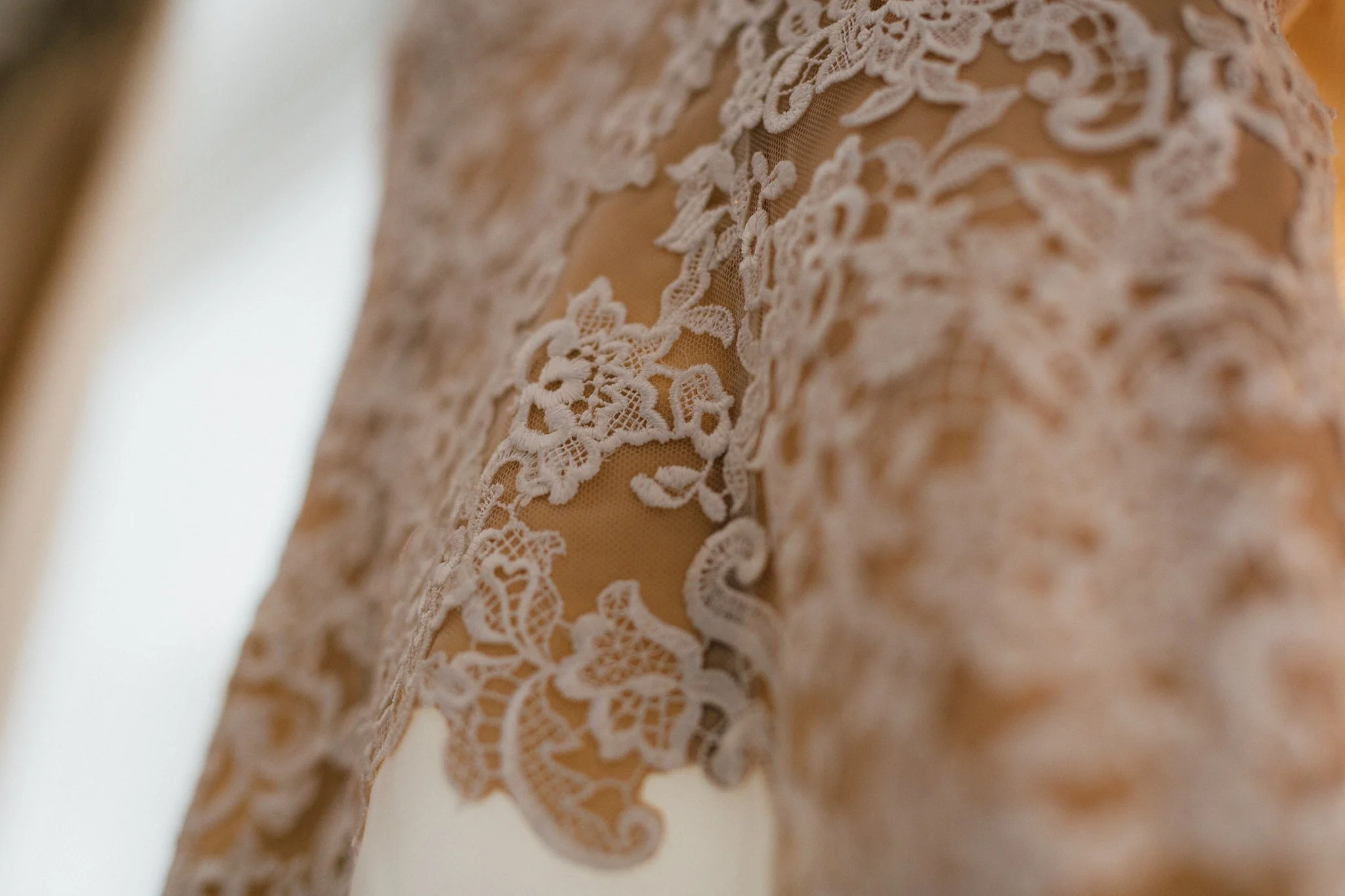  Close up of the detail of wedding dress 
