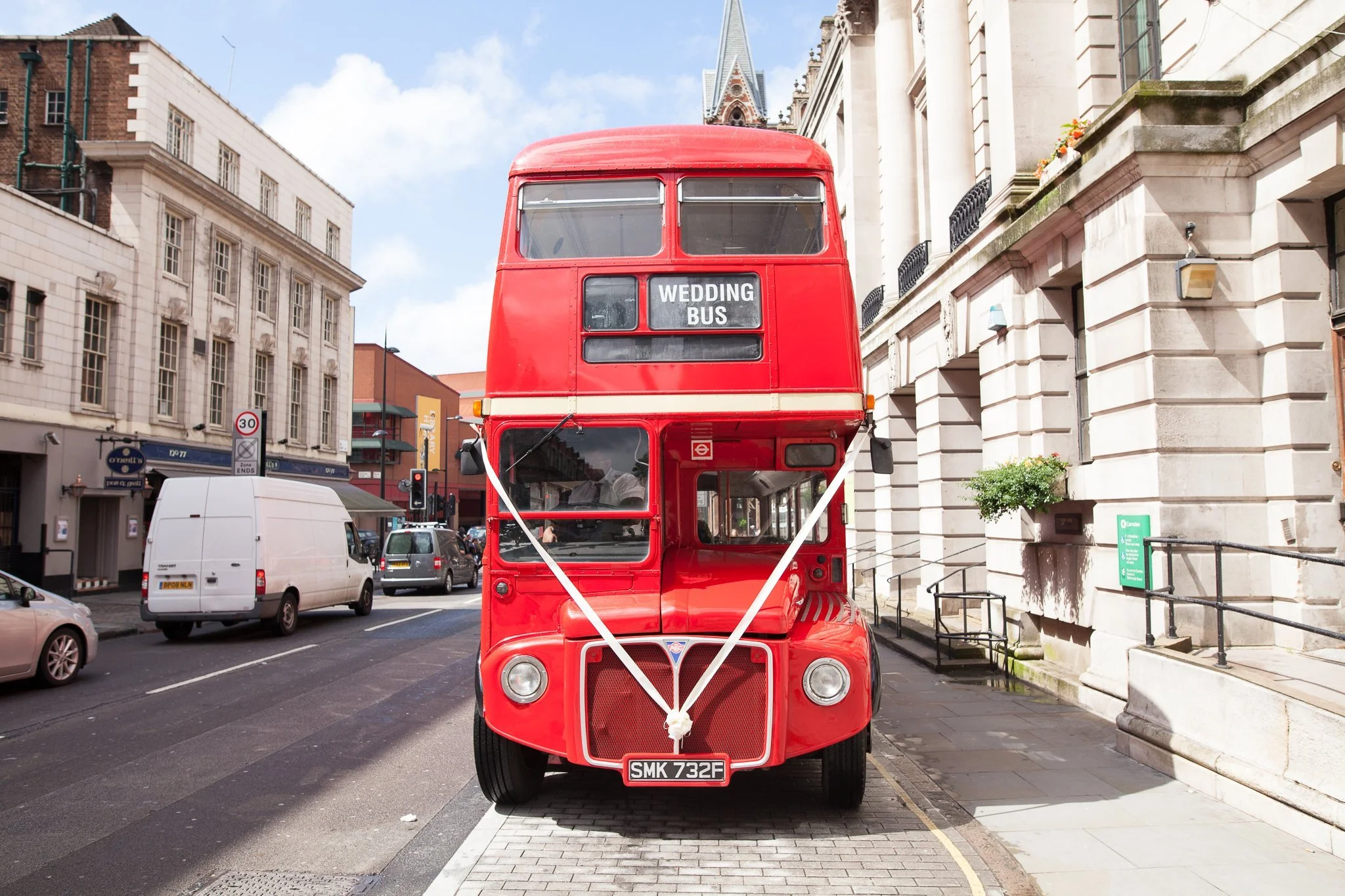 Red London bus outside Camden Town Hall 