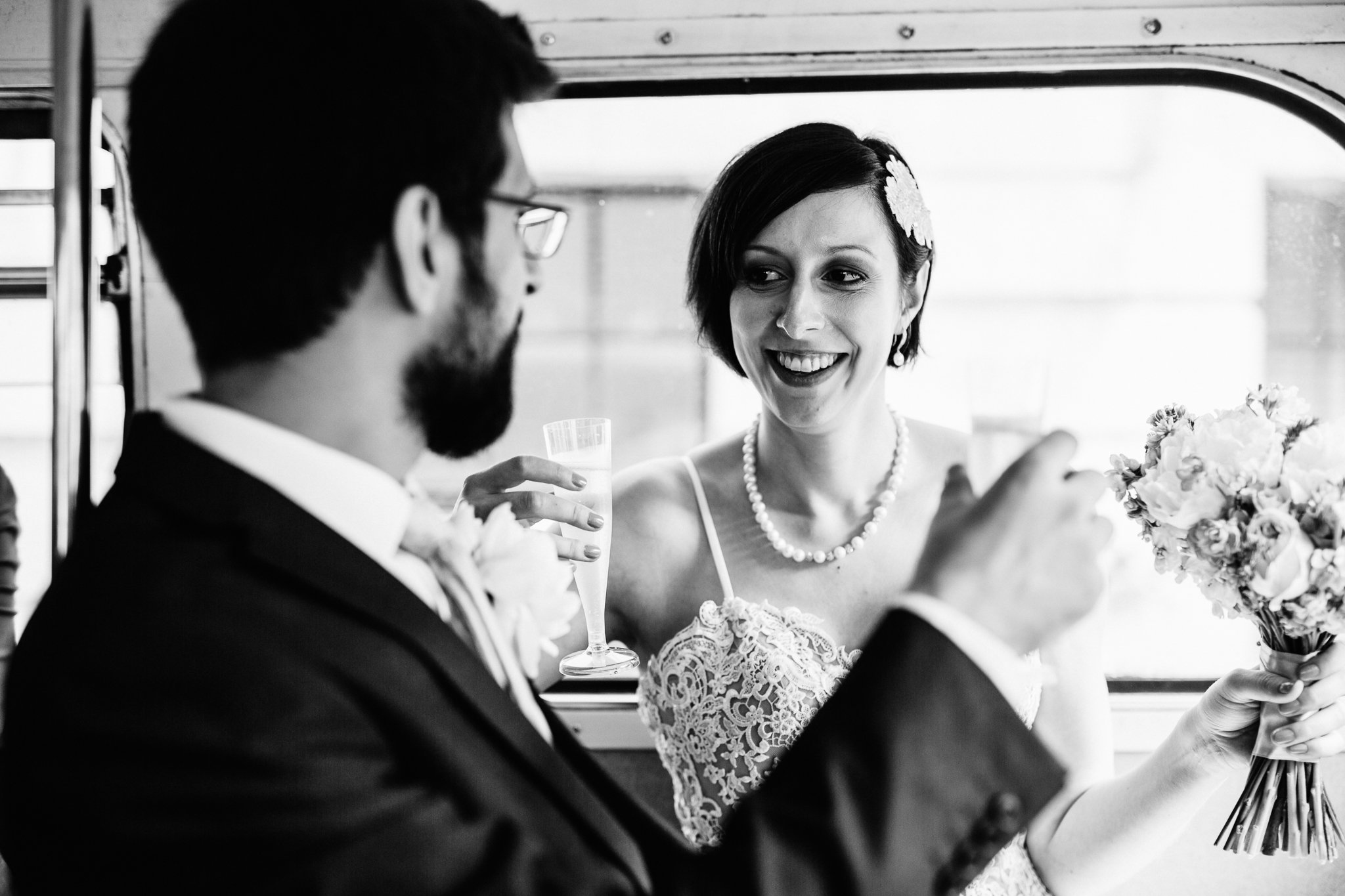  Bride on the bus outside Camden Town Hall 