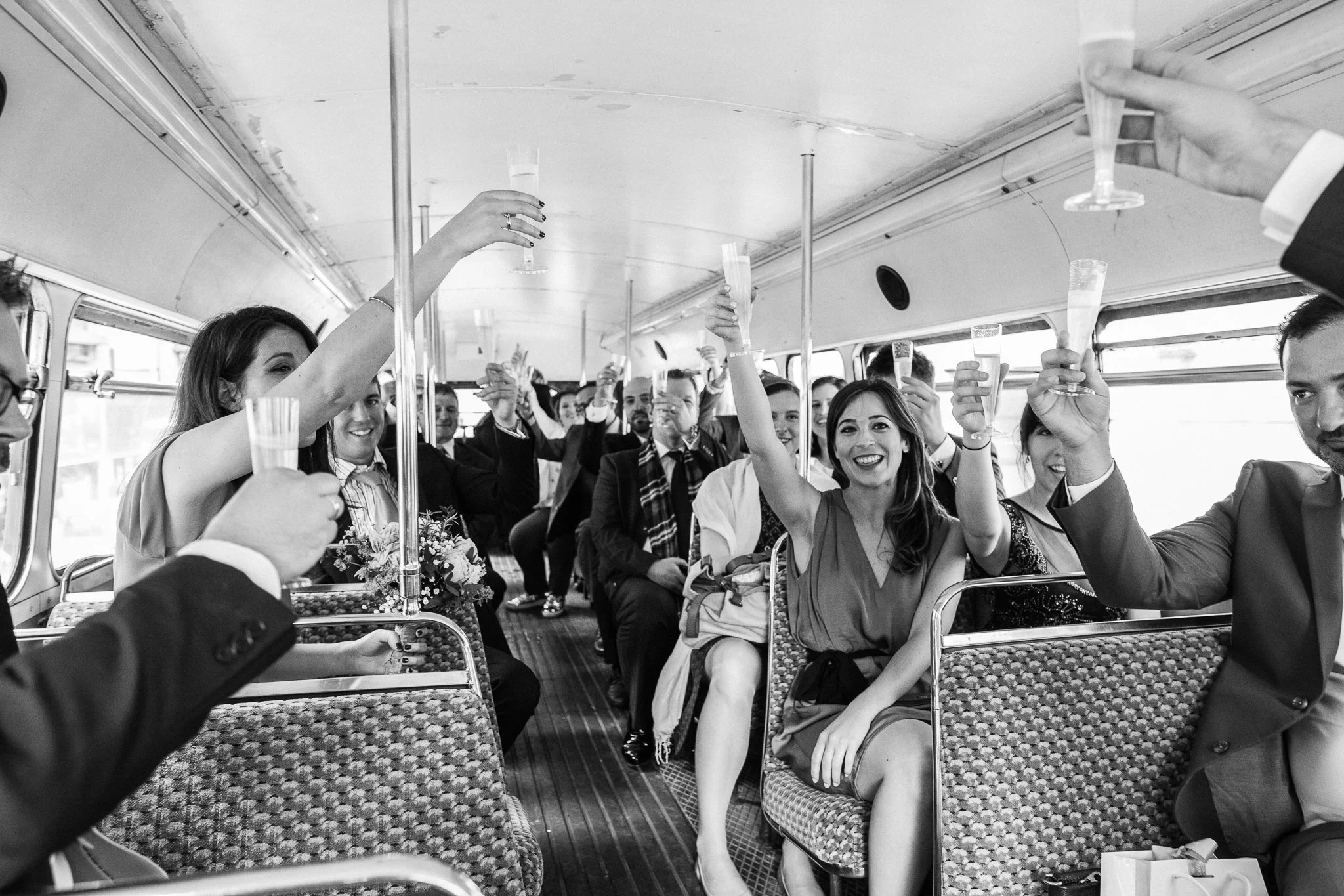  Wedding guests on the wedding bus 