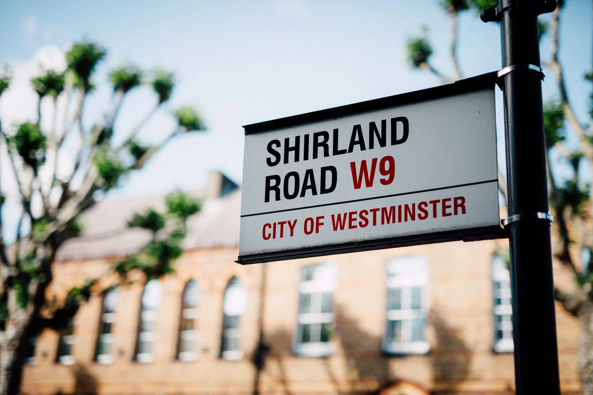  Street sign of Shirland Road w9 