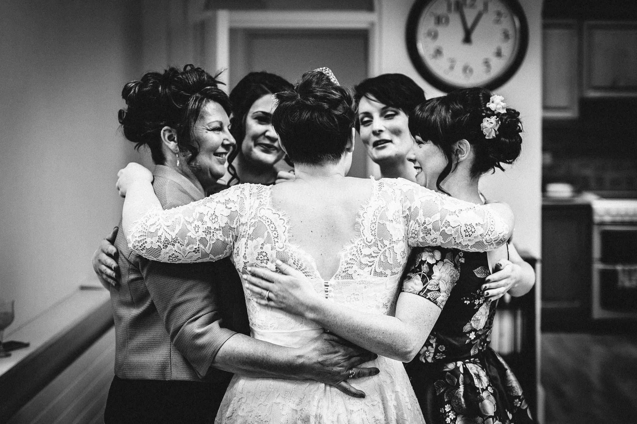  Bride hugging the bridesmaids 
