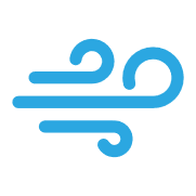 Simplified icon of wind or air movement, with swirling lines representing wind flow.