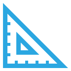 Blue carpenter's square or ruler with measurement markings.