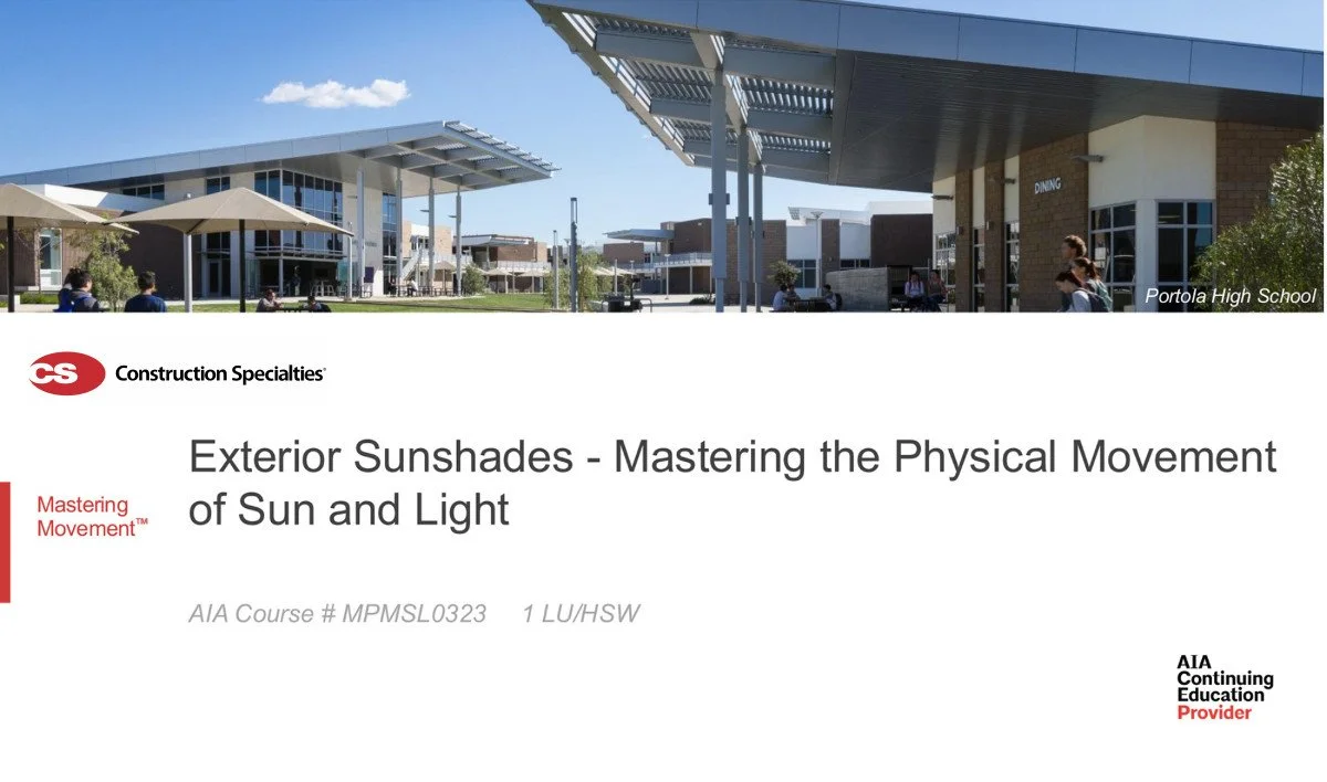 New AIA CEU Denver, CO - Phoenix, AZ Sunshades Construction Specialties