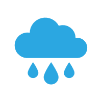 Blue cloud with three raindrops falling from it