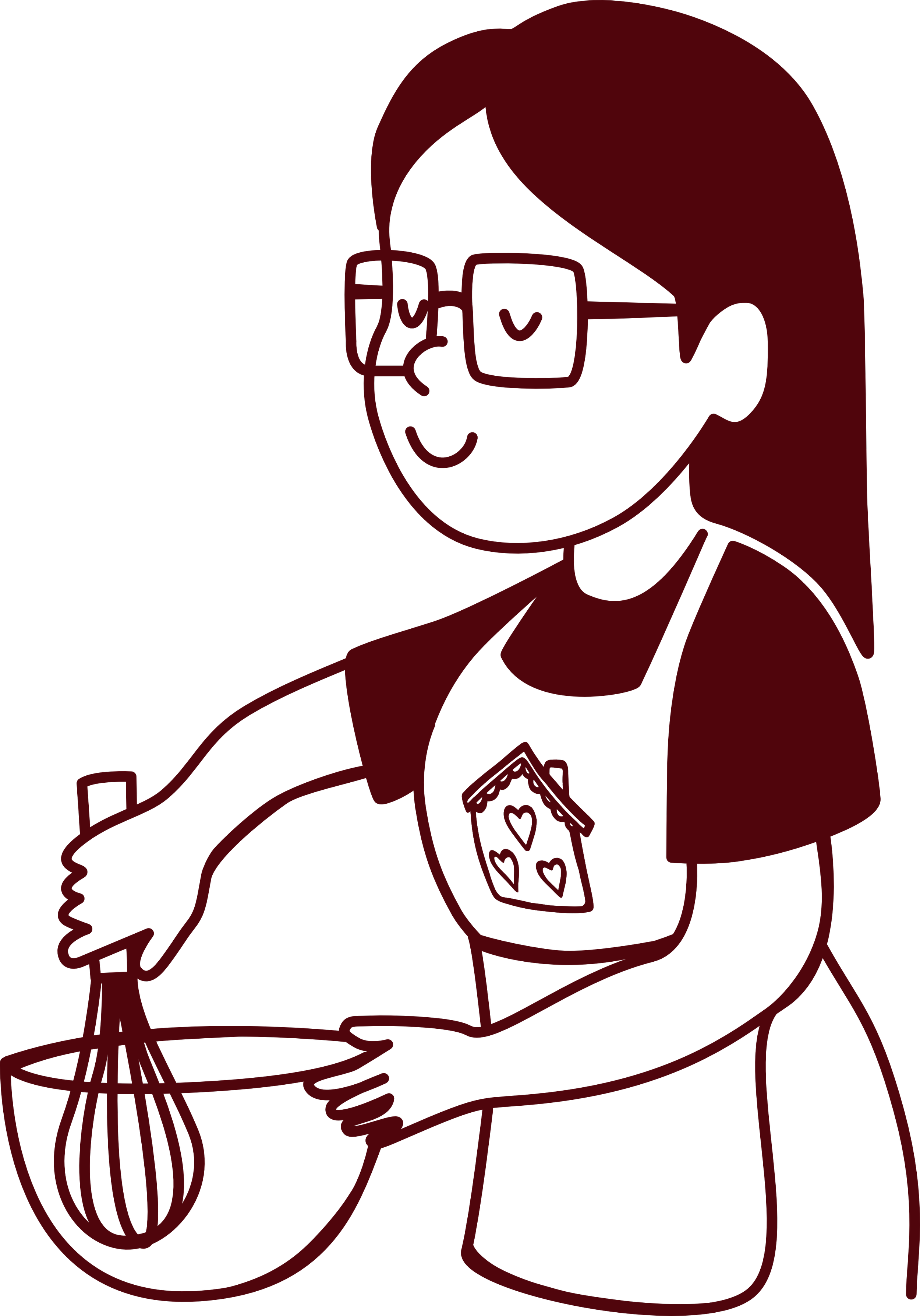 Dessin stylisé d'une personne mélangeant une recette au fouet dans un cul de poule.