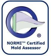 Normi Certified Mold Assessor logo featuring a stylized letter 'C' with green, purple, and grey elements.