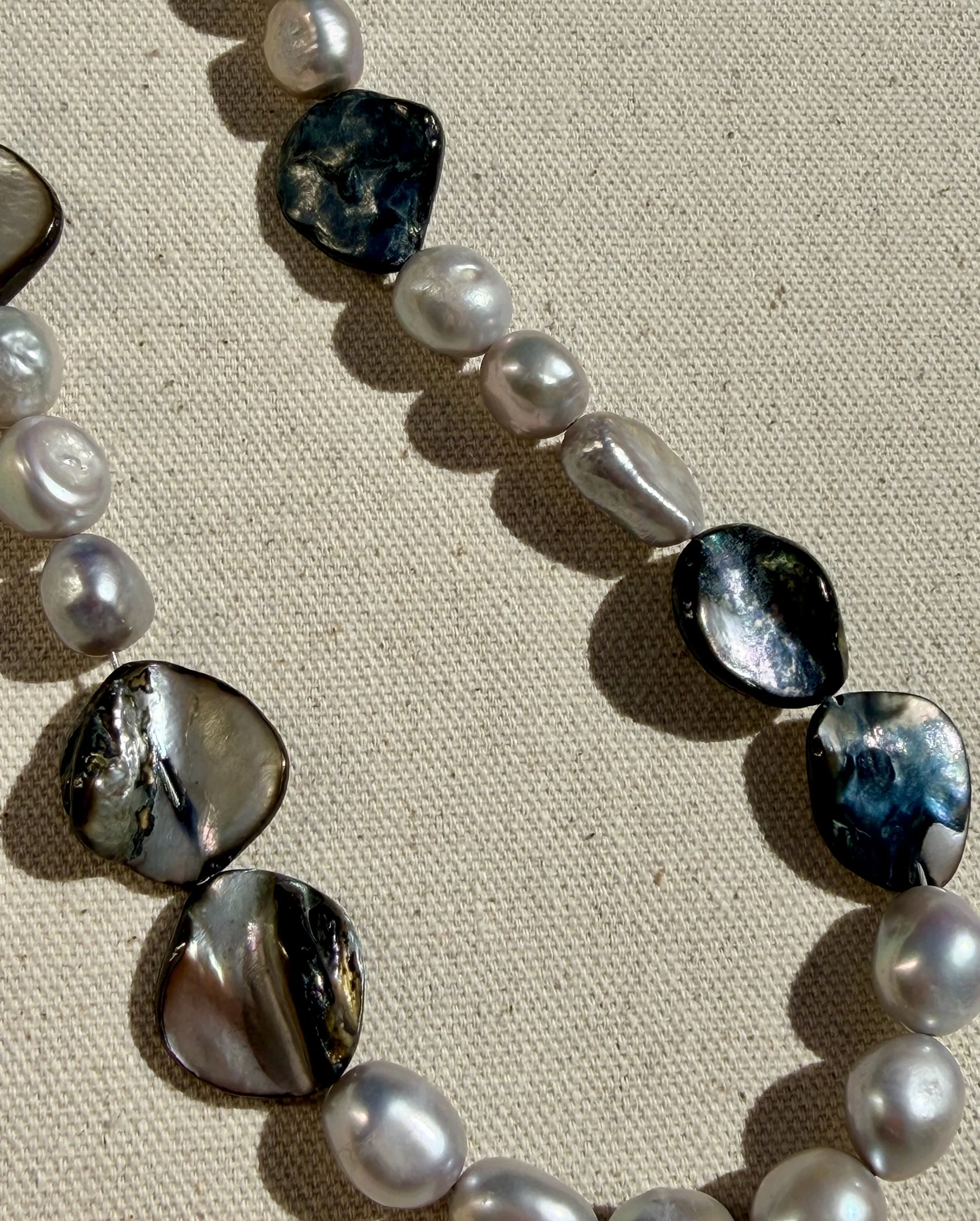 Gray Pearl + Mother-of-Pearl Shell Necklace