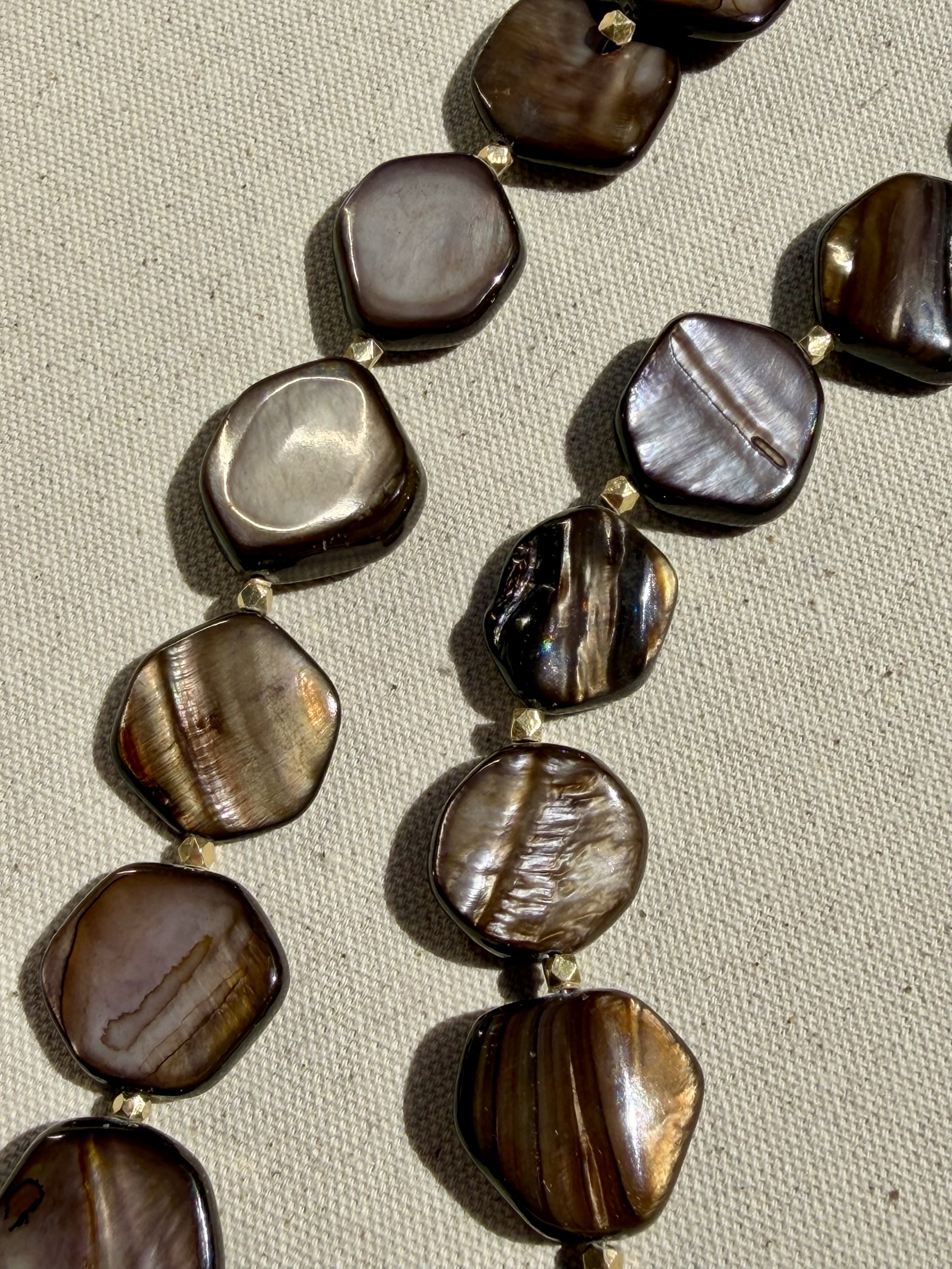 Brown Mother-of-Pearl + Shell Necklace