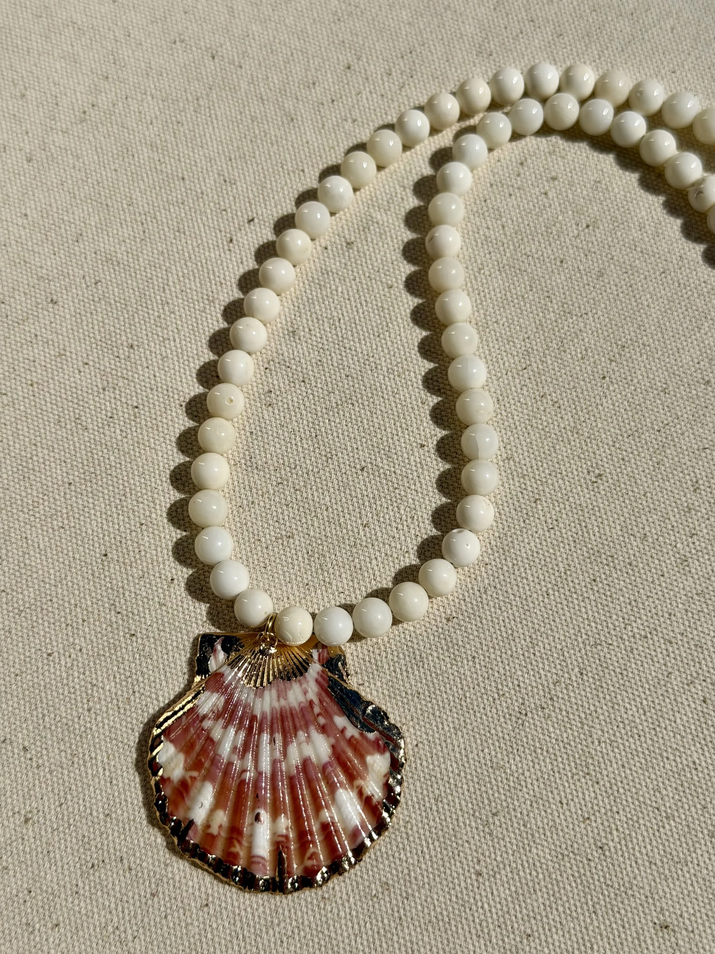 Vintage Italian Coral + Shell Necklace