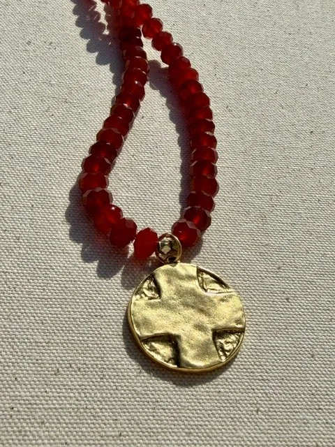 Carnelian Cross Necklace
