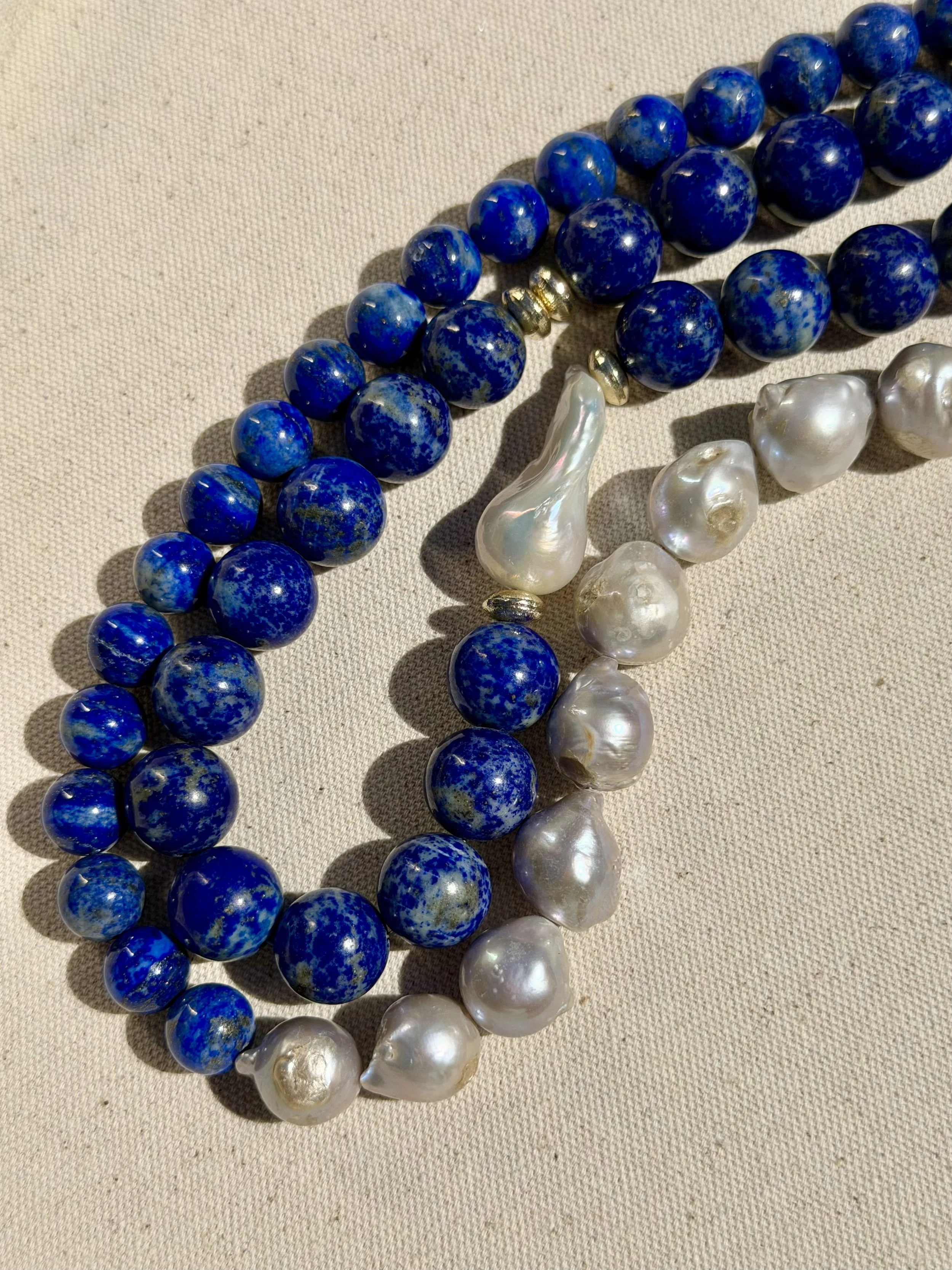 Lapis + Baroque Pearl Necklace