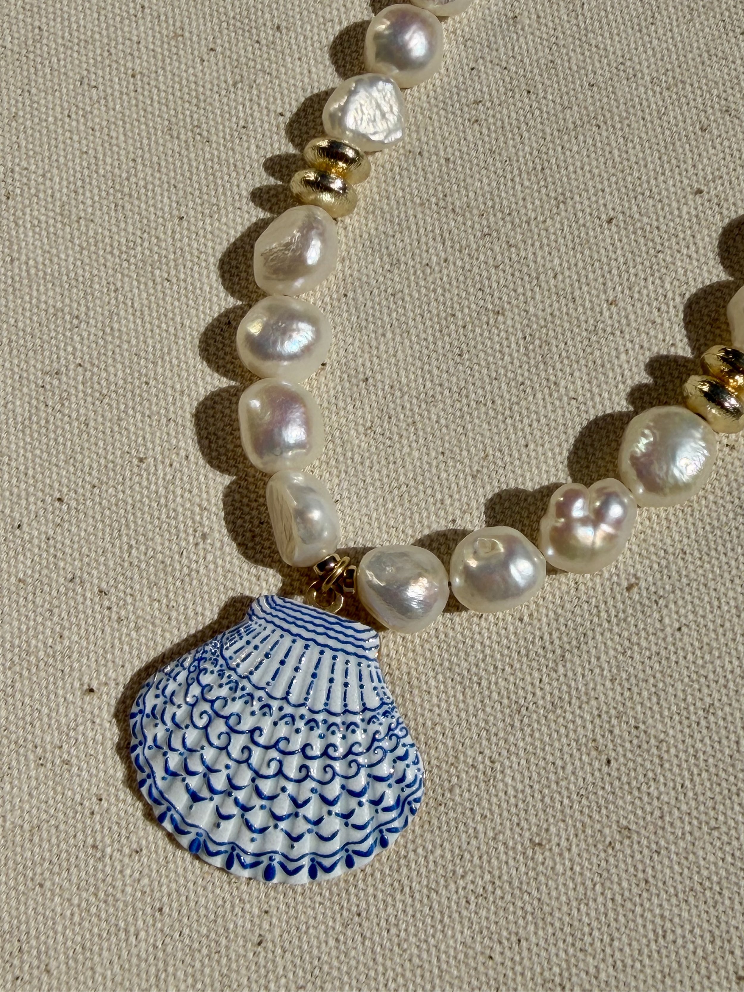 Blue + White Shell Necklace