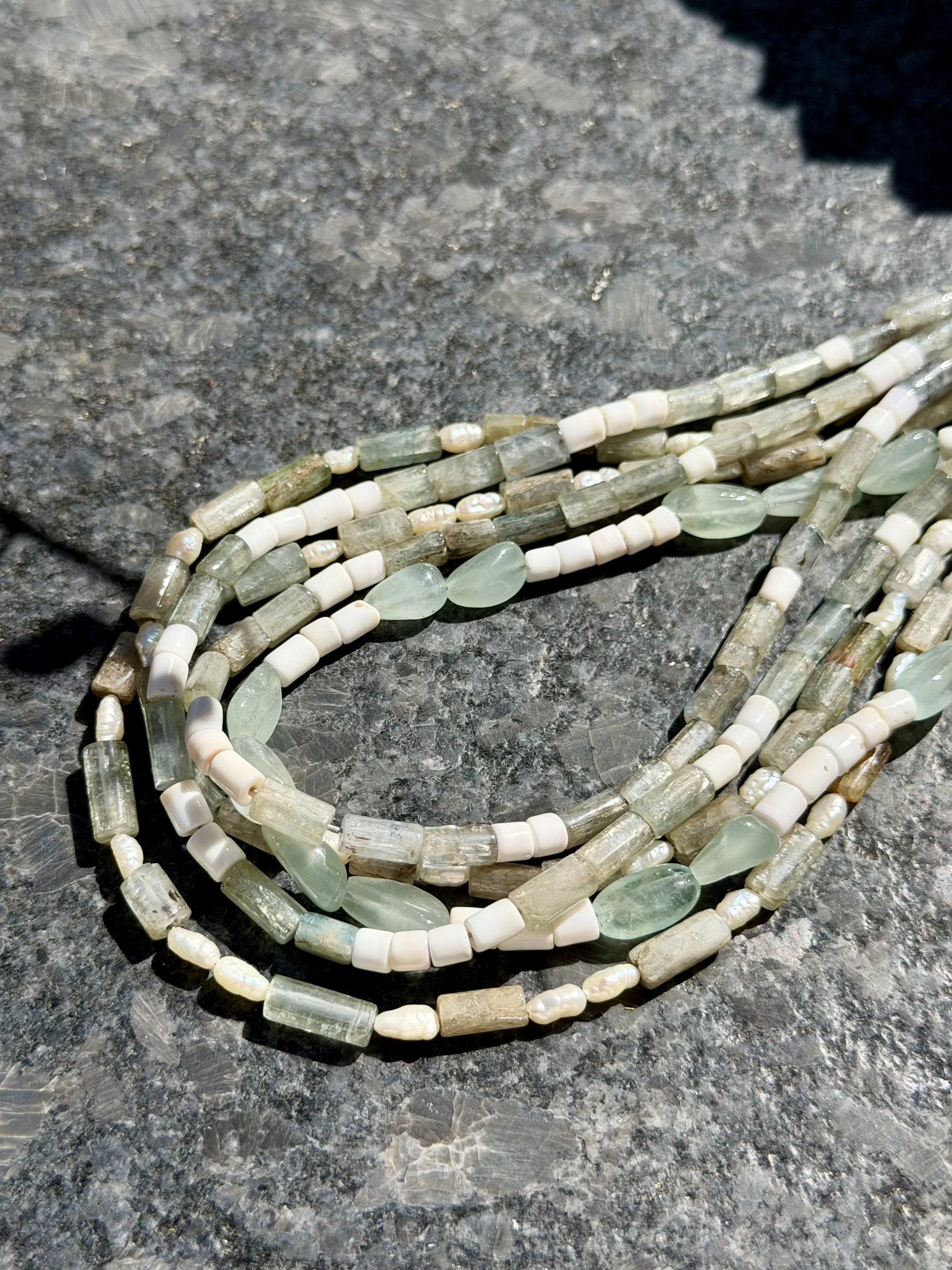 Aquamarine + Vintage Coral Necklace