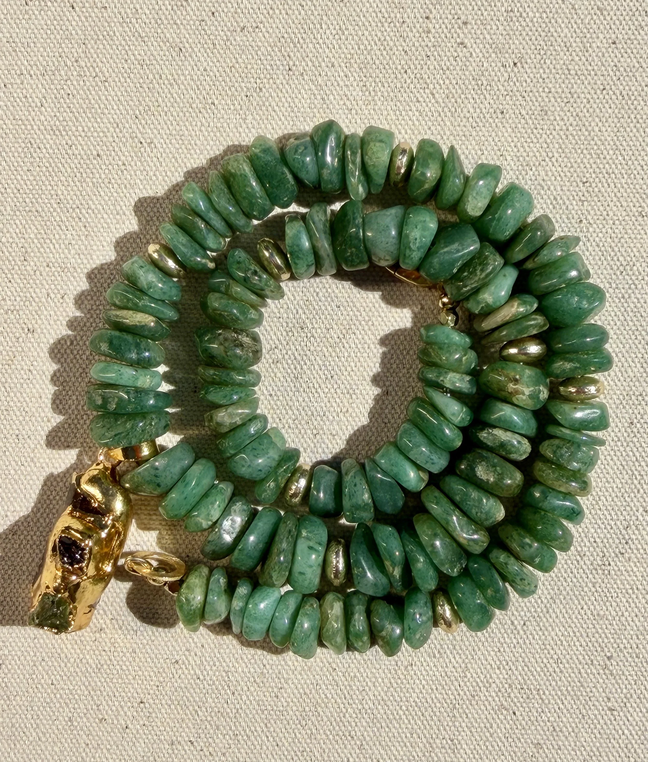 Vintage Aventurine + Quartz Pendant Necklace