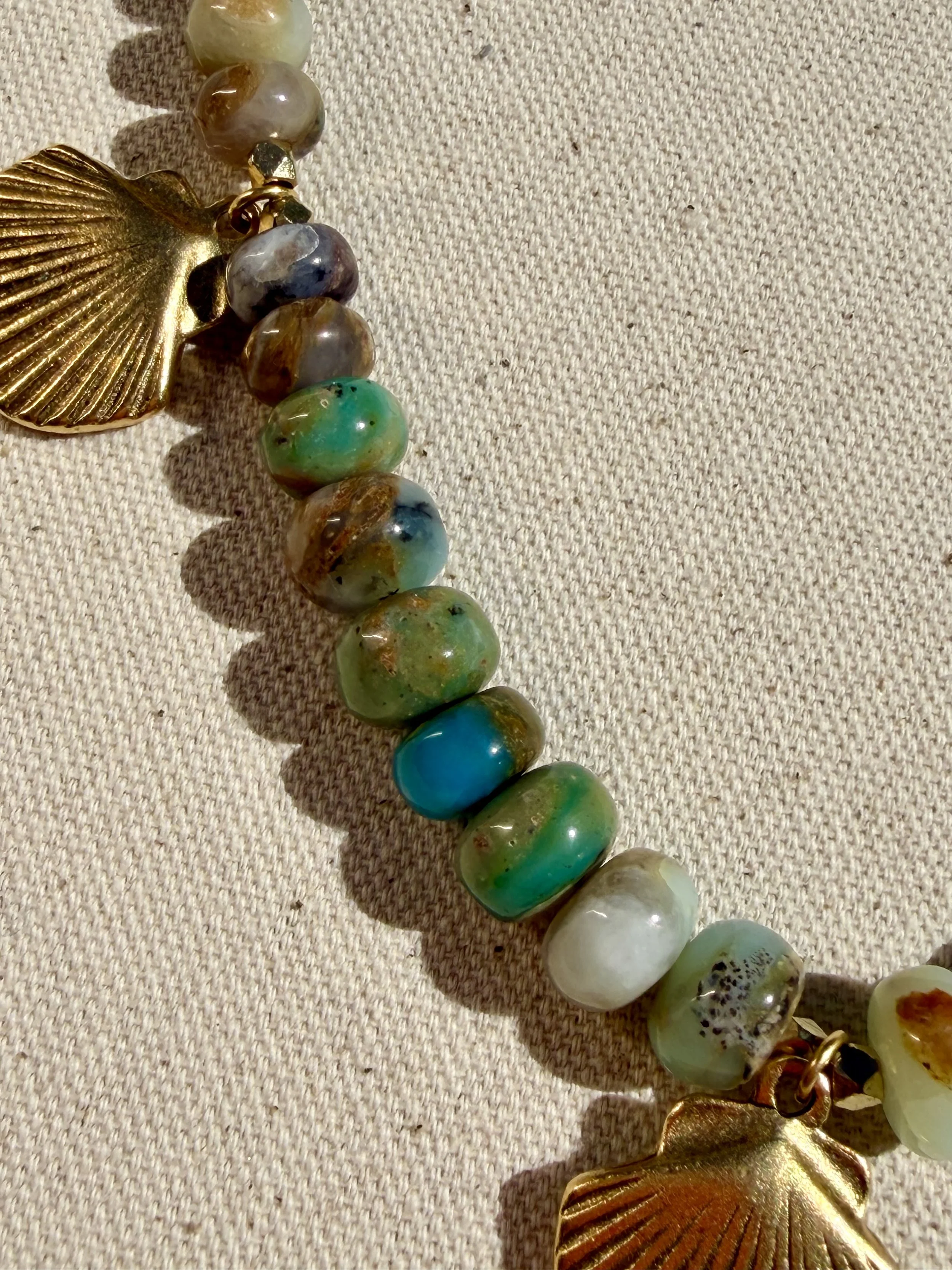 Blue Peruvian Opal + Shell Necklace