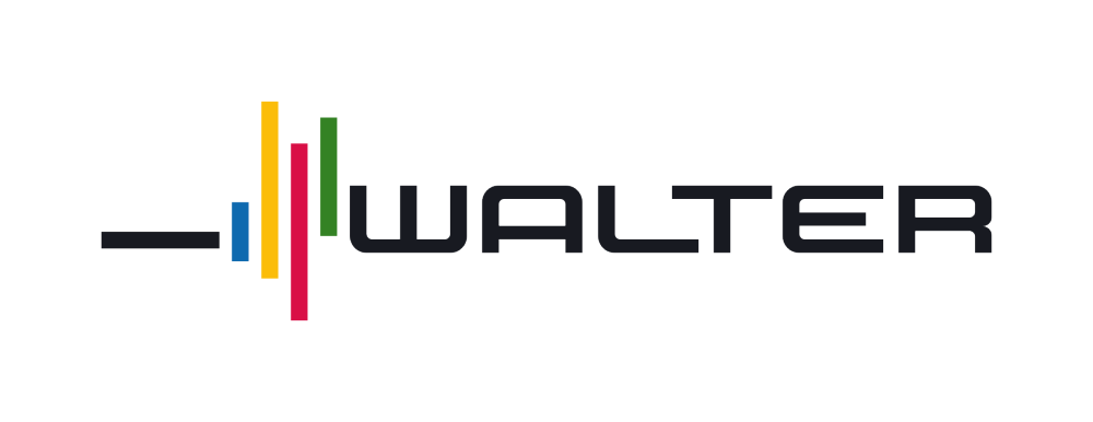 Logo with the name 'Walter' in black text and colorful vertical lines to the left.