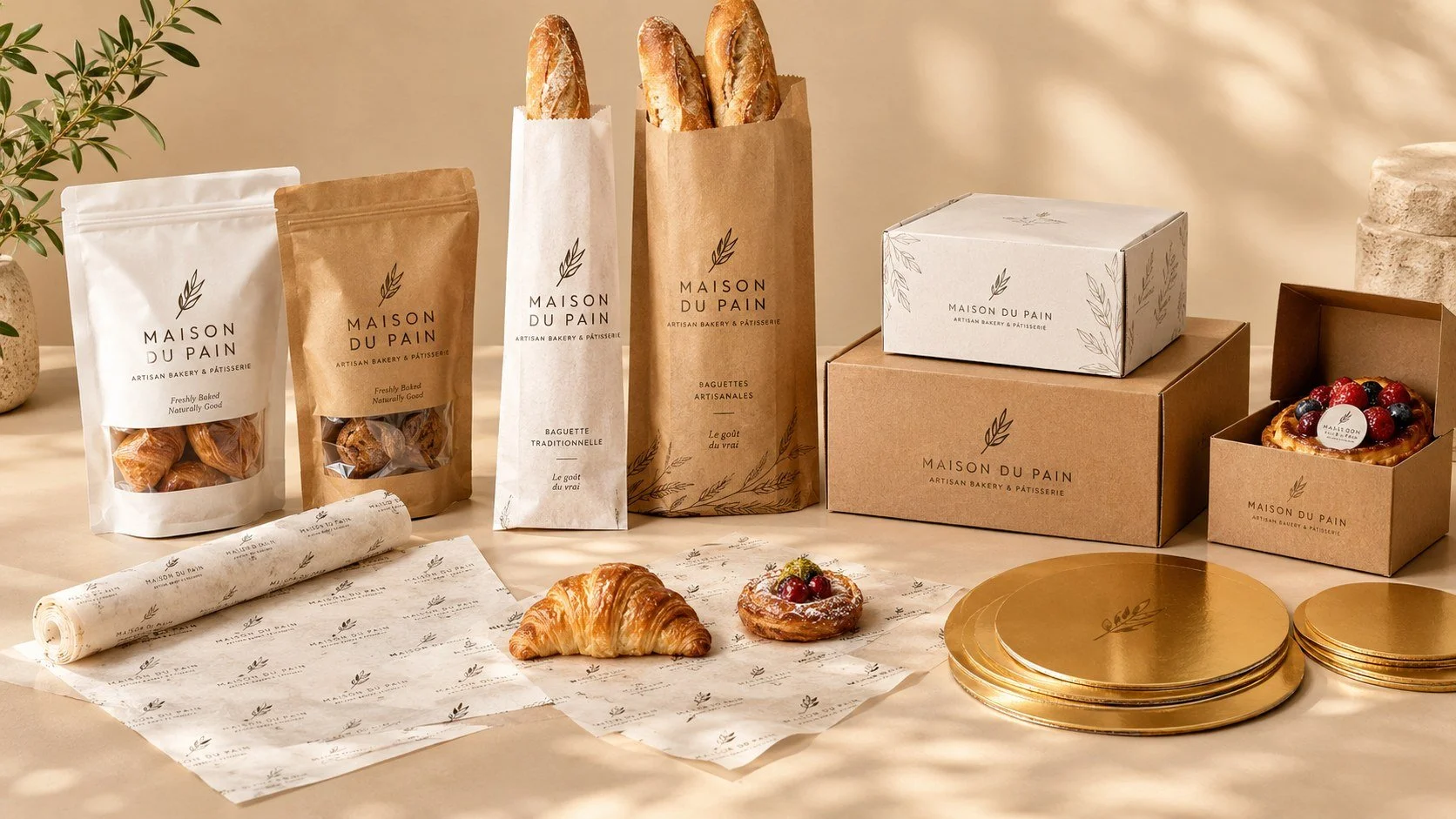 Sachets viennoiserie et boîtes à gâteaux en carton — Le Comptoir K&Y